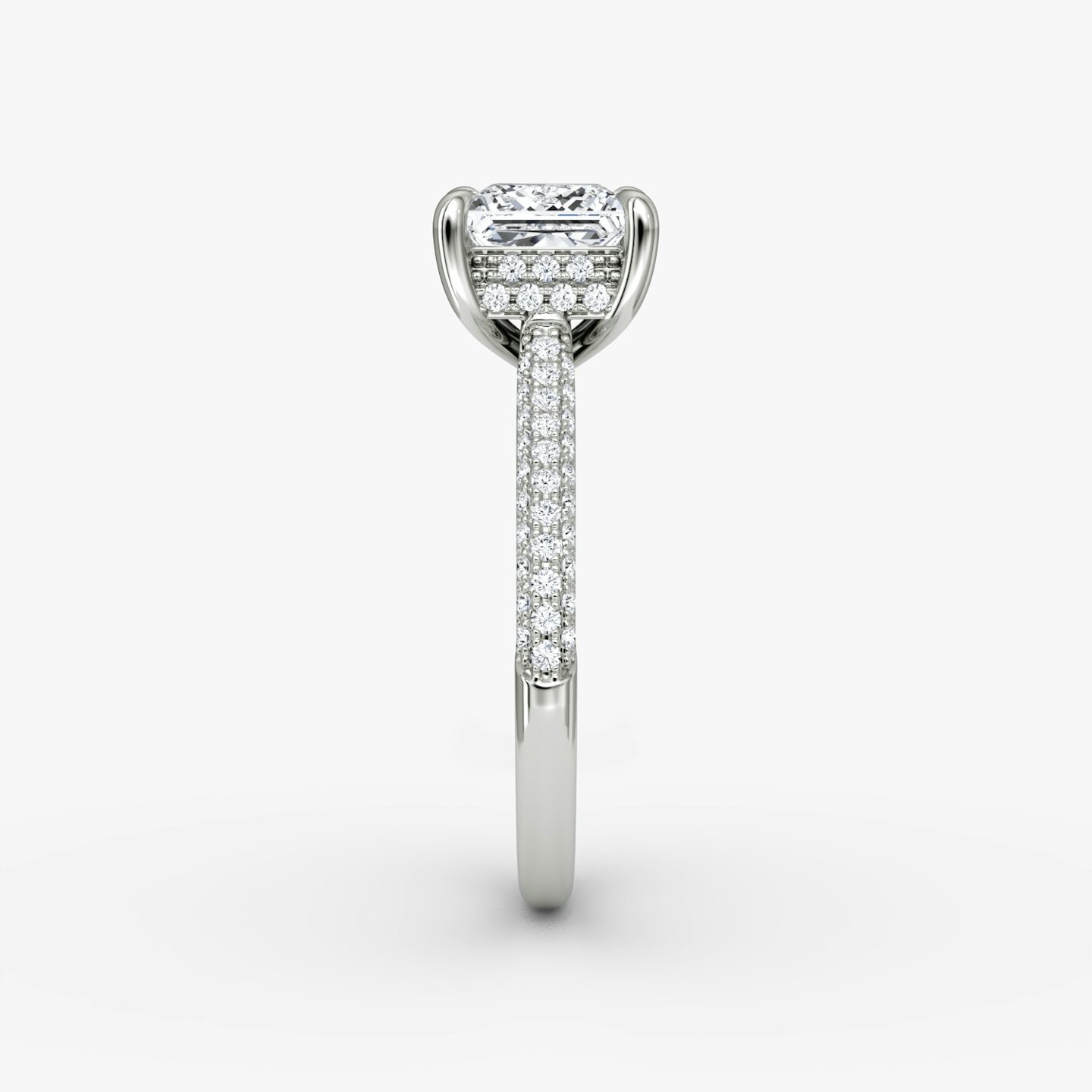 The Regal Pavé Dome | Princess | Platinum | bandAccent: Pavé | diamondOrientation: vertical | caratWeight: other