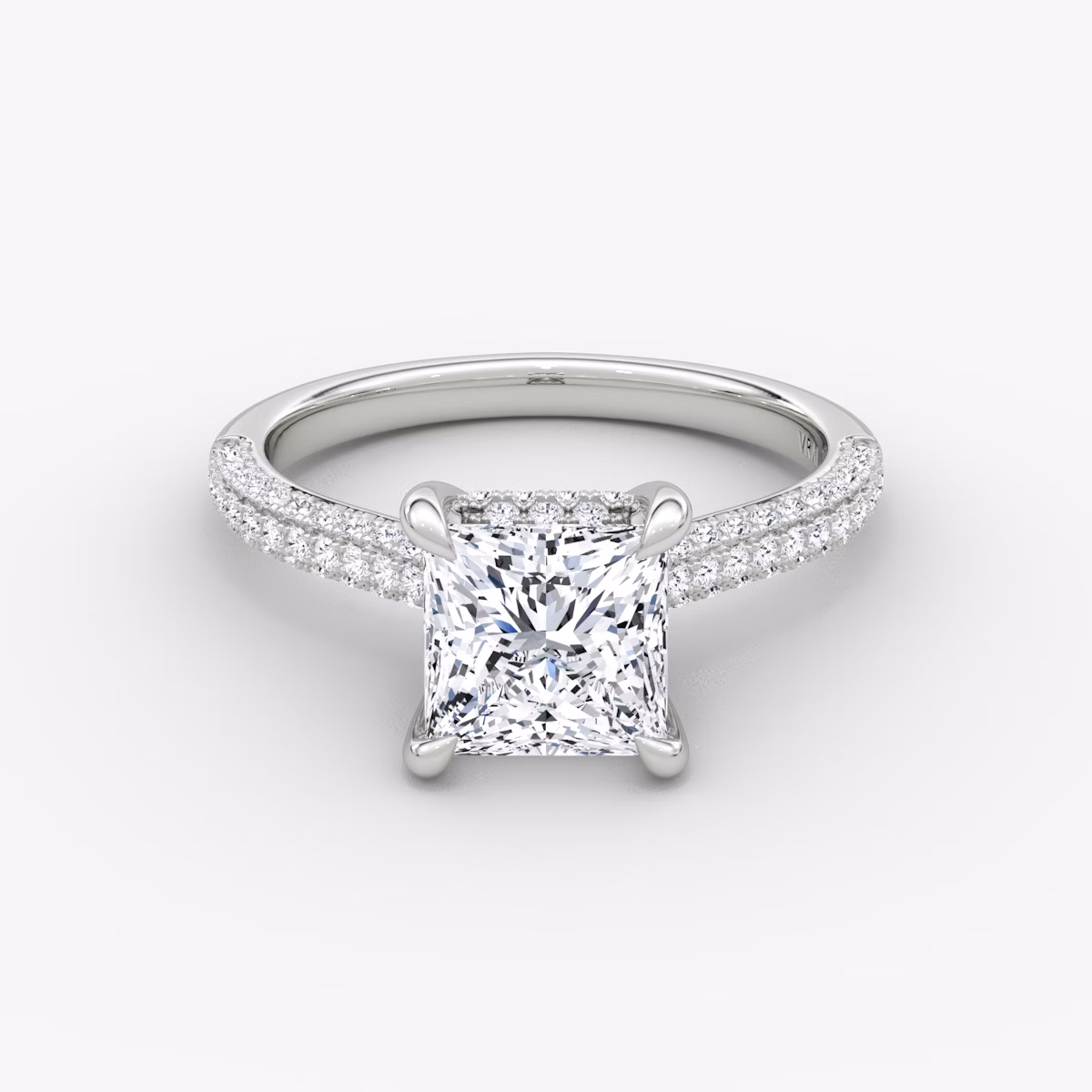 The Regal Pavé Dome | Princess | 18k | White Gold | bandAccent: Pavé | diamondOrientation: vertical | caratWeight: other