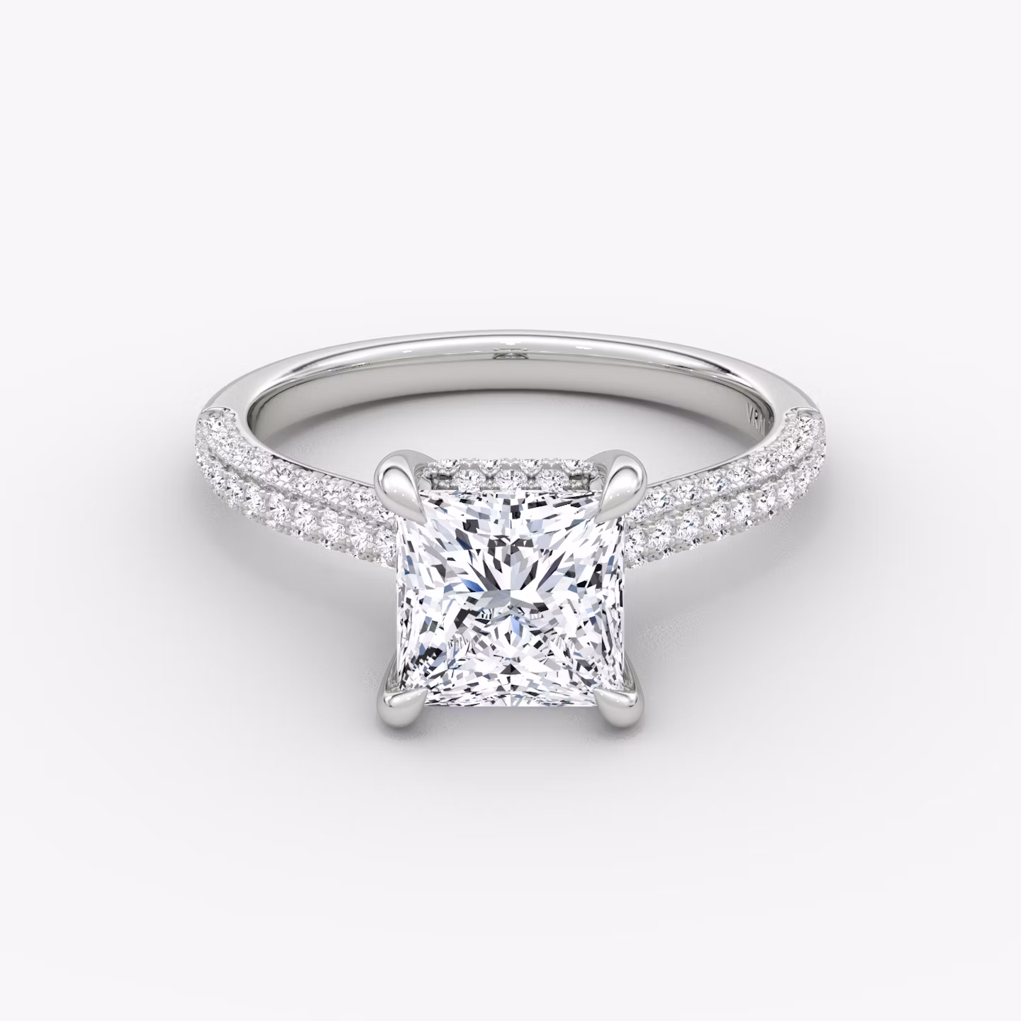 The Regal Pavé Dome | Princess | 18k | White Gold | bandAccent: Pavé | diamondOrientation: vertical | caratWeight: other