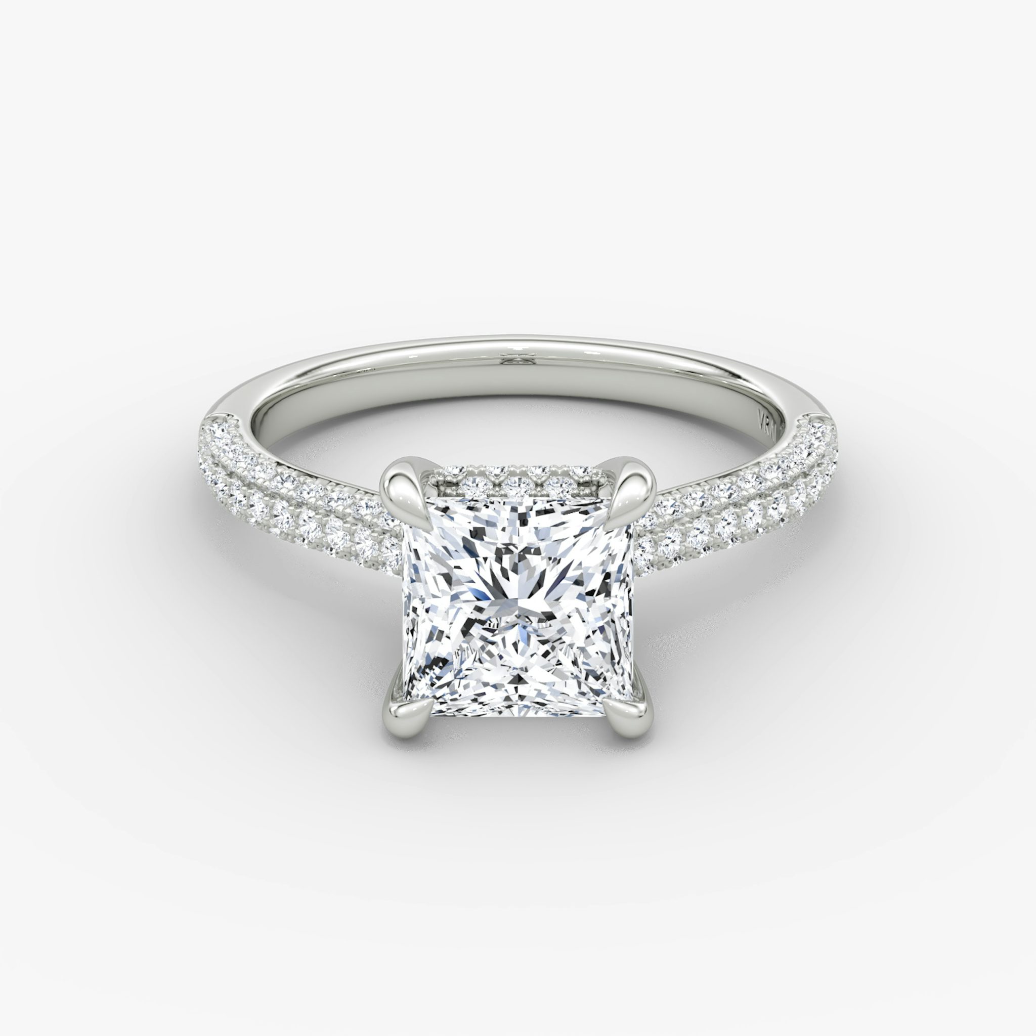 The Regal Pavé Dome | Princess | 18k | White Gold | bandAccent: Pavé | diamondOrientation: vertical | caratWeight: other