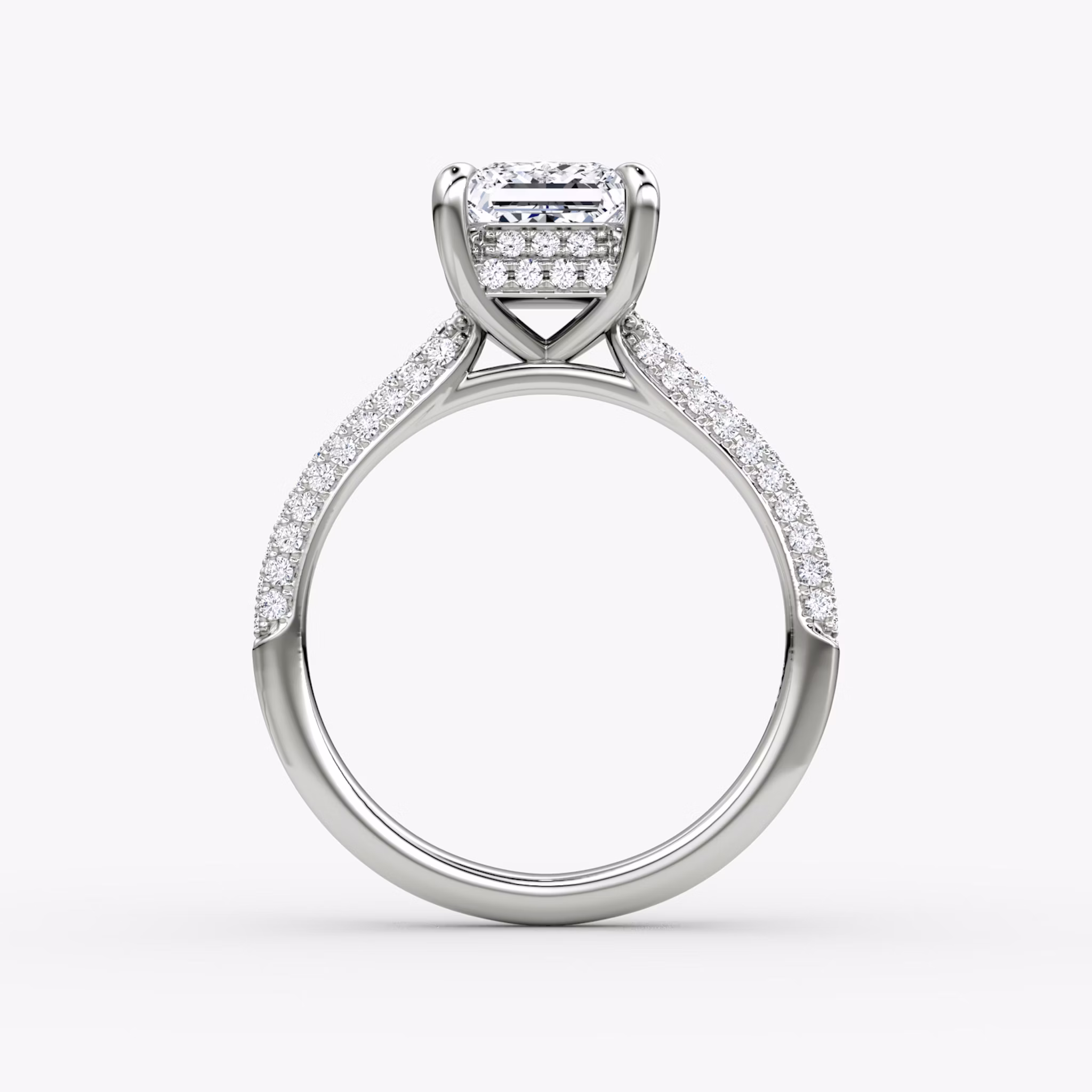 The Regal Pavé Dome | Princess | 18k | White Gold | bandAccent: Pavé | diamondOrientation: vertical | caratWeight: other