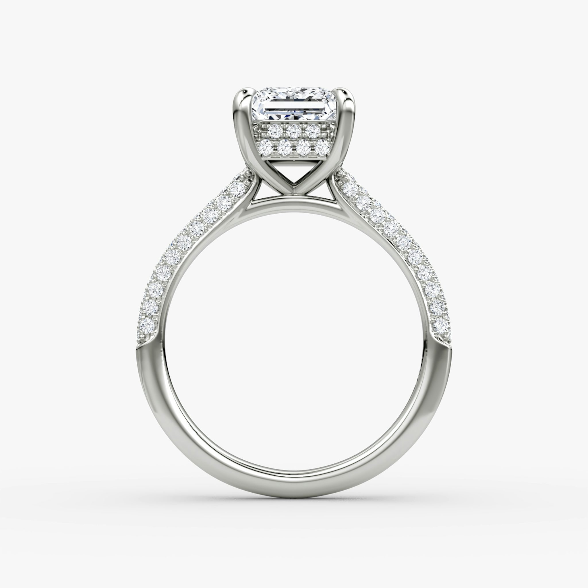 The Regal Pavé Dome | Princess | 18k | White Gold | bandAccent: Pavé | diamondOrientation: vertical | caratWeight: other