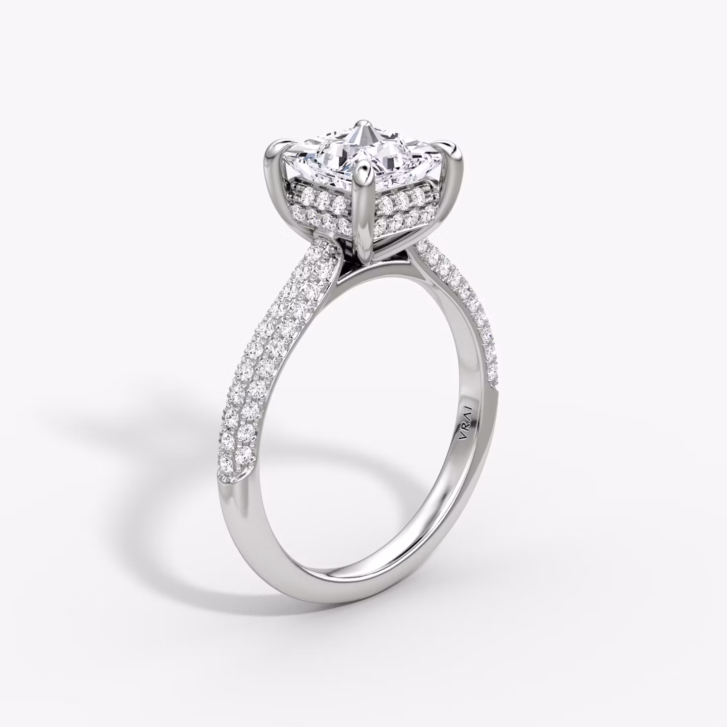 The Regal Pavé Dome | Princess | 18k | White Gold | bandAccent: Pavé | diamondOrientation: vertical | caratWeight: other