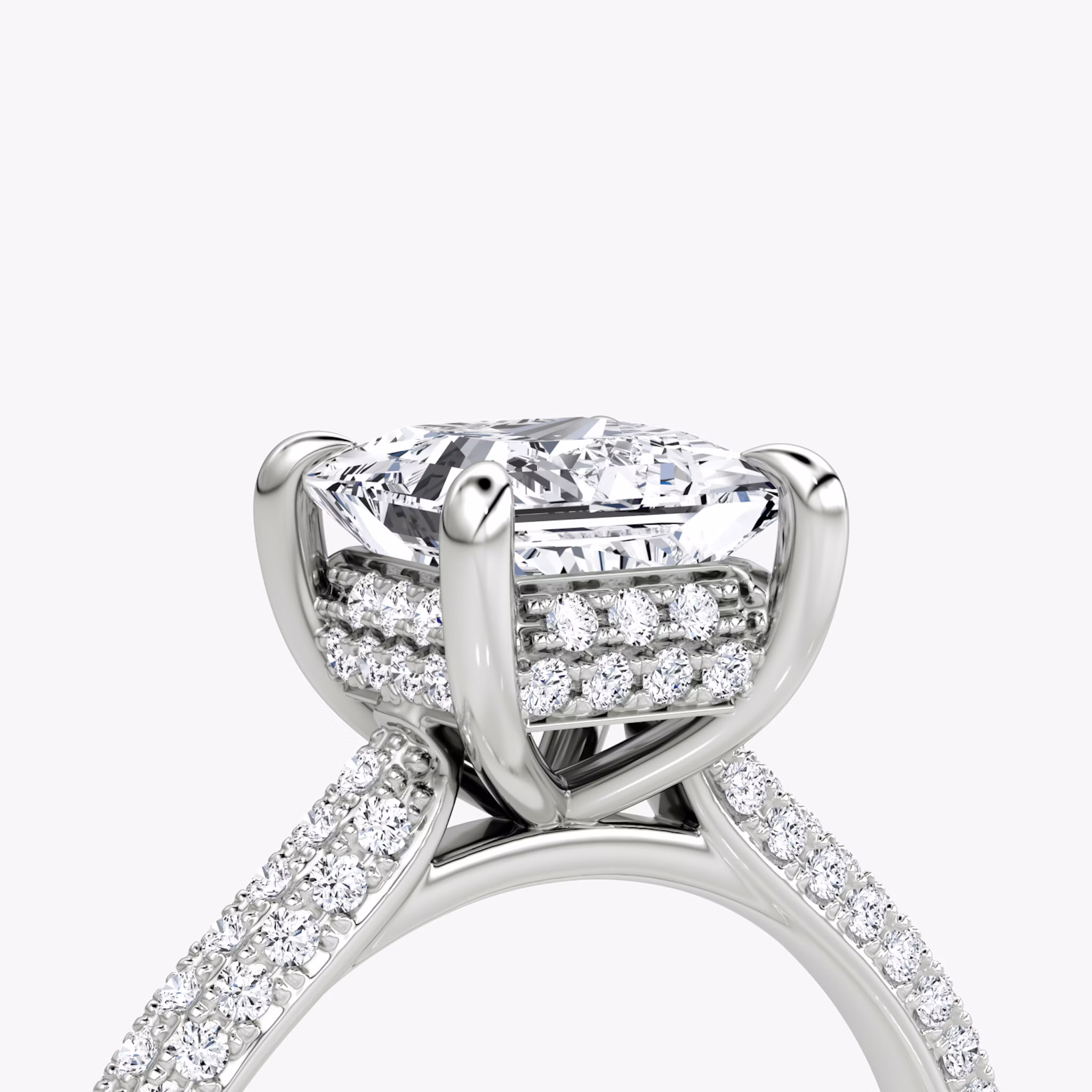 The Regal Pavé Dome | Princess | 18k | White Gold | bandAccent: Pavé | diamondOrientation: vertical | caratWeight: other