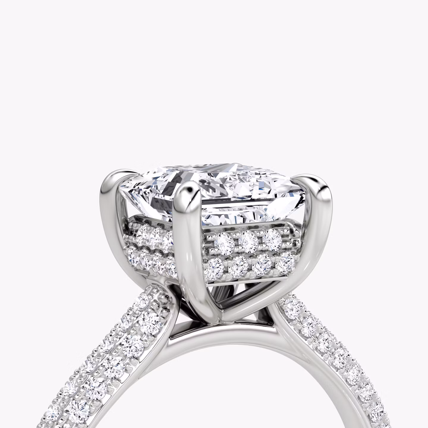 The Regal Pavé Dome | Princess | 18k | White Gold | bandAccent: Pavé | diamondOrientation: vertical | caratWeight: other