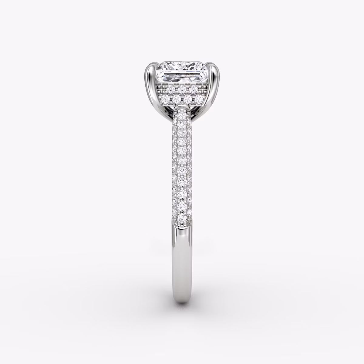 The Regal Pavé Dome | Princess | 18k | White Gold | bandAccent: Pavé | diamondOrientation: vertical | caratWeight: other