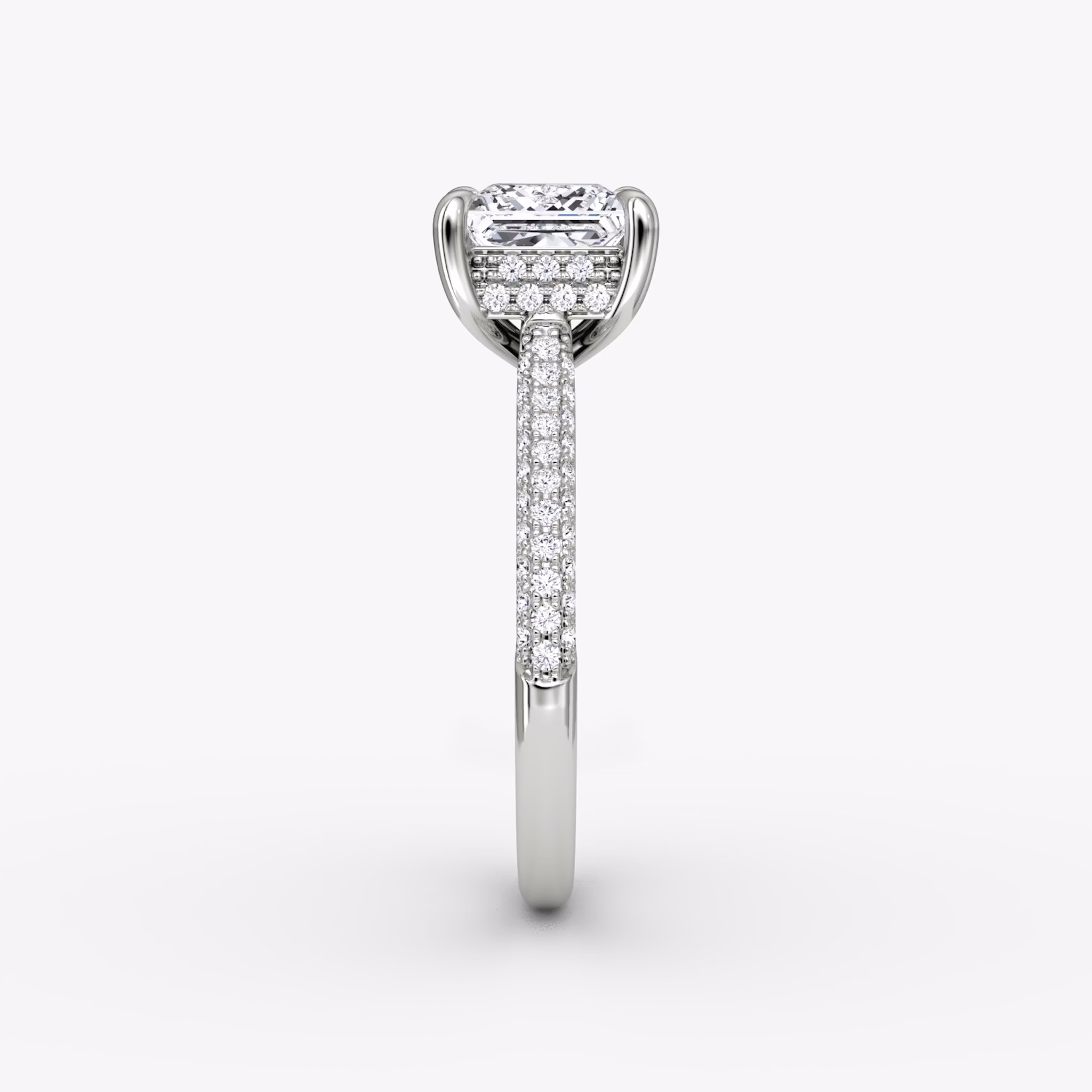 The Regal Pavé Dome | Princess | 18k | White Gold | bandAccent: Pavé | diamondOrientation: vertical | caratWeight: other