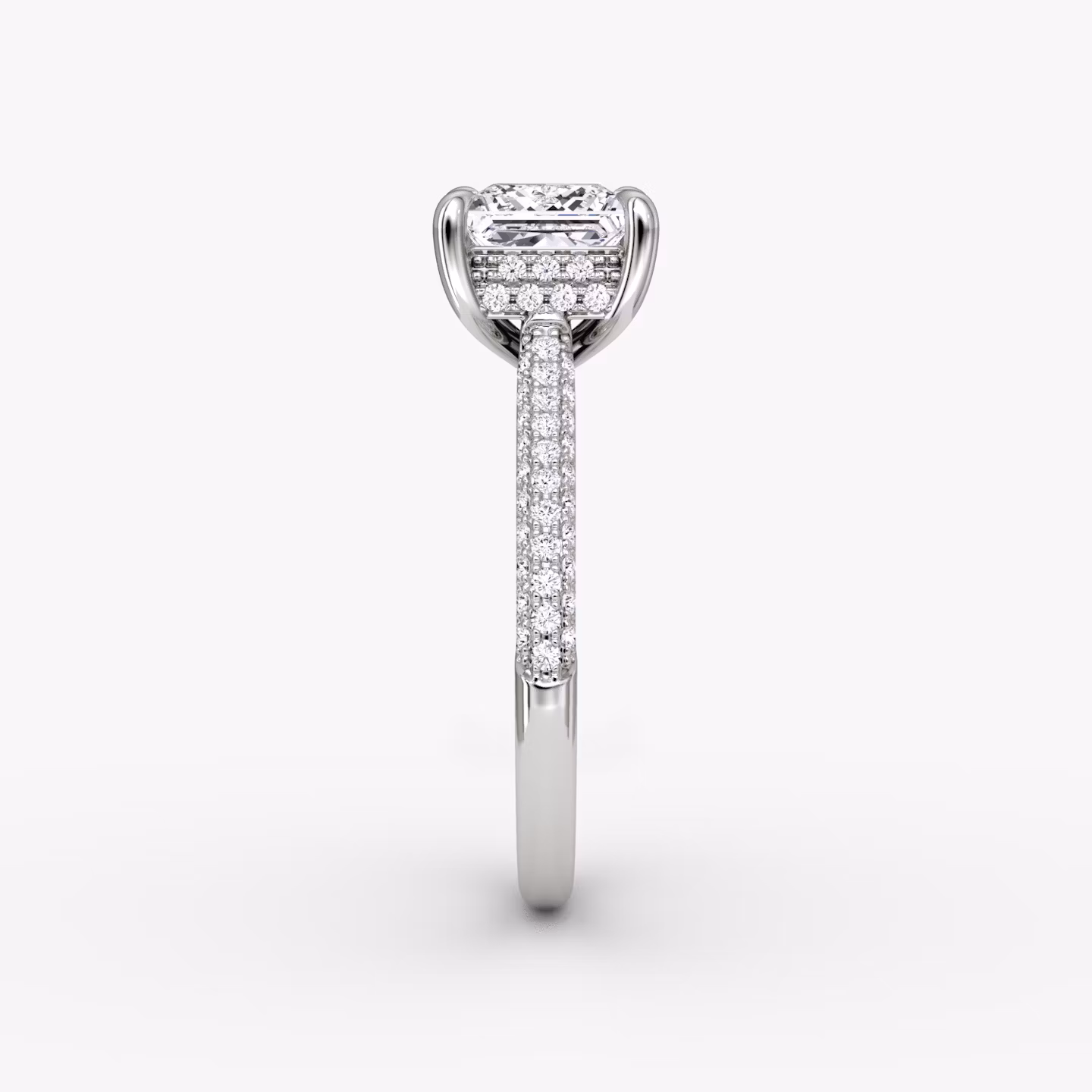 The Regal Pavé Dome | Princess | 18k | White Gold | bandAccent: Pavé | diamondOrientation: vertical | caratWeight: other