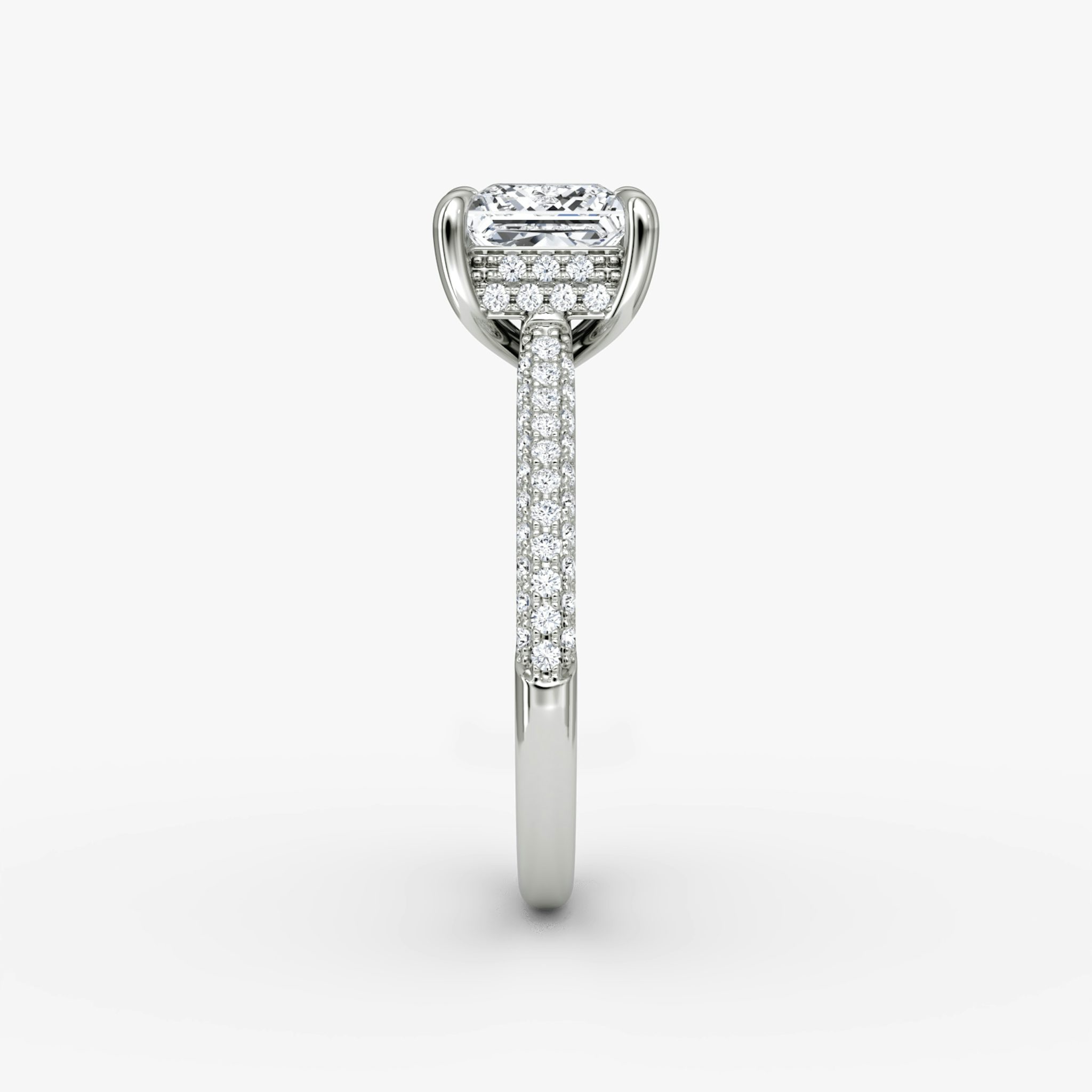 The Regal Pavé Dome | Princess | 18k | White Gold | bandAccent: Pavé | diamondOrientation: vertical | caratWeight: other