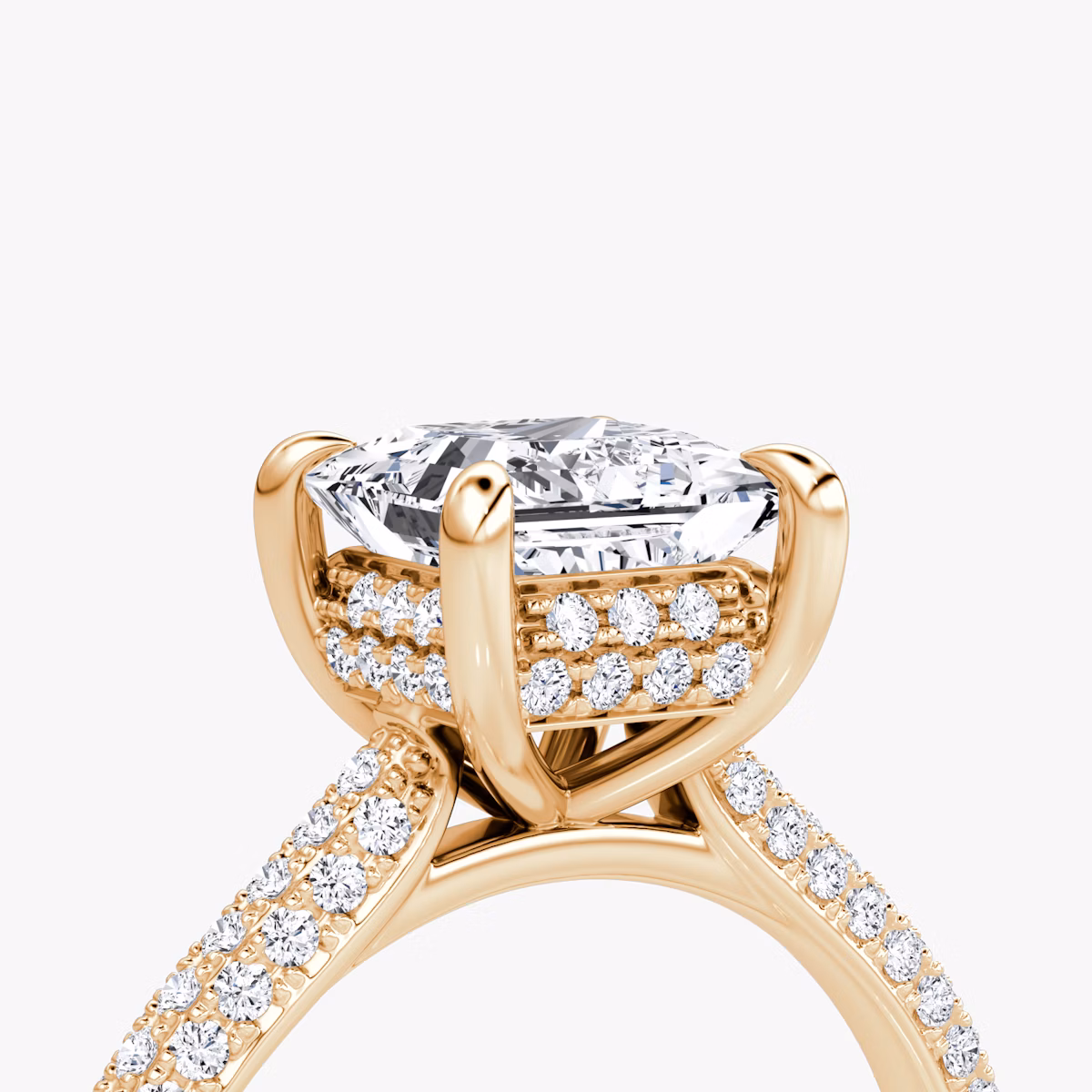 The Regal Pavé Dome | Princess | 14k | Rose Gold | bandAccent: Pavé | diamondOrientation: vertical | caratWeight: other