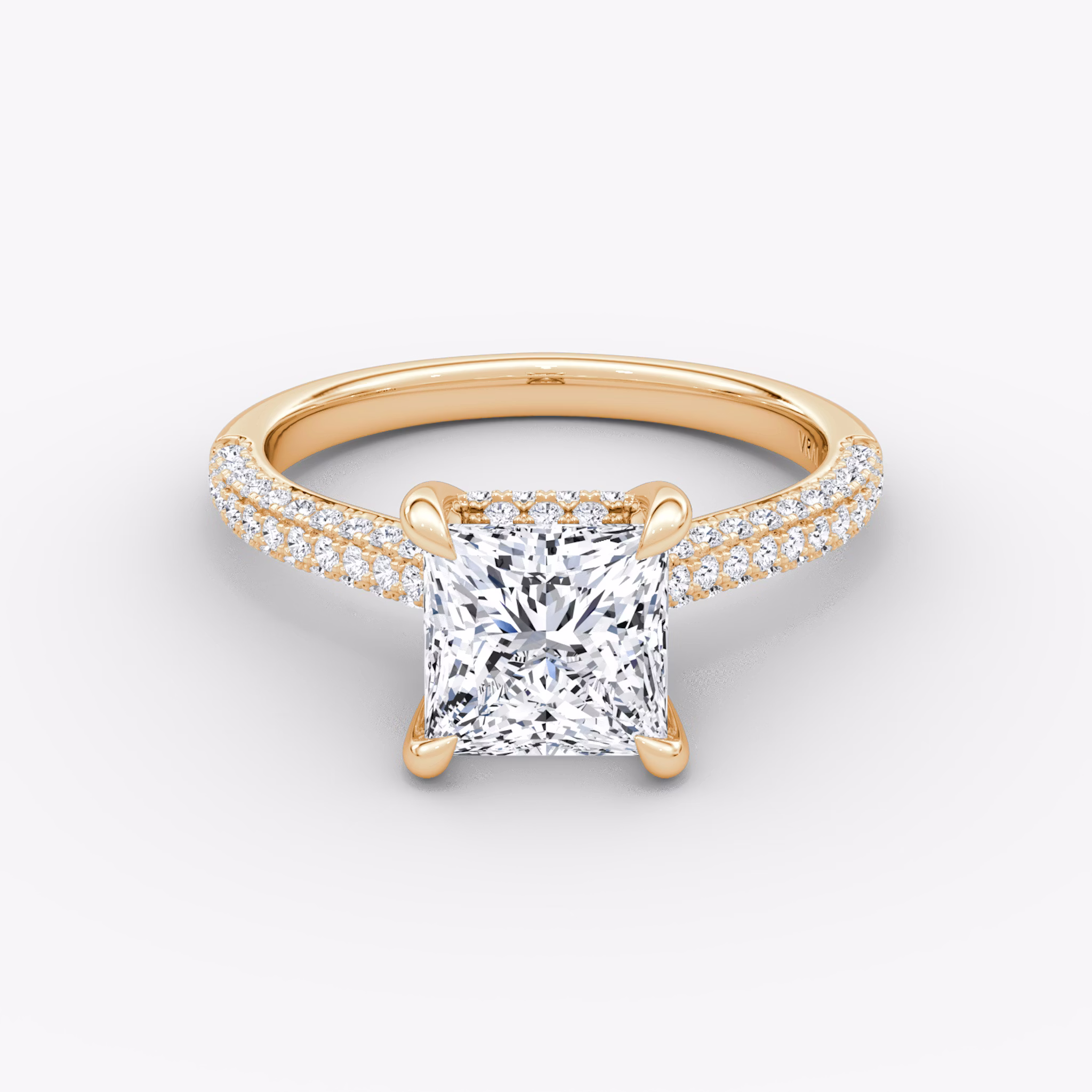 The Regal Pavé Dome | Princess | 14k | Rose Gold | bandAccent: Pavé | diamondOrientation: vertical | caratWeight: other