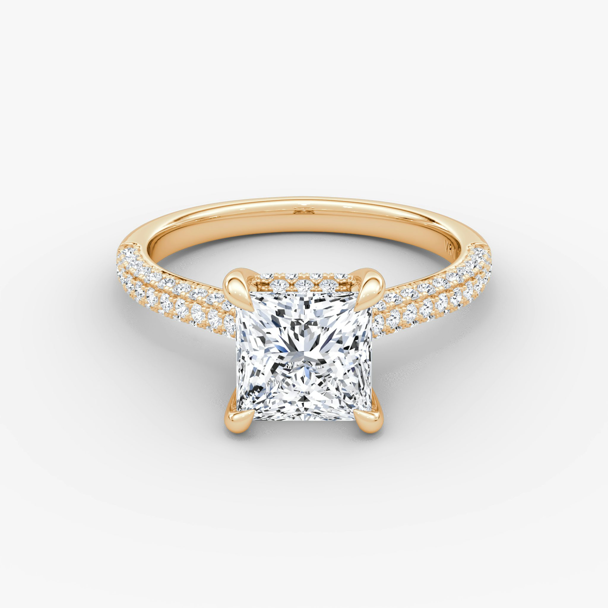 The Regal Pavé Dome | Princess | 14k | Rose Gold | bandAccent: Pavé | diamondOrientation: vertical | caratWeight: other