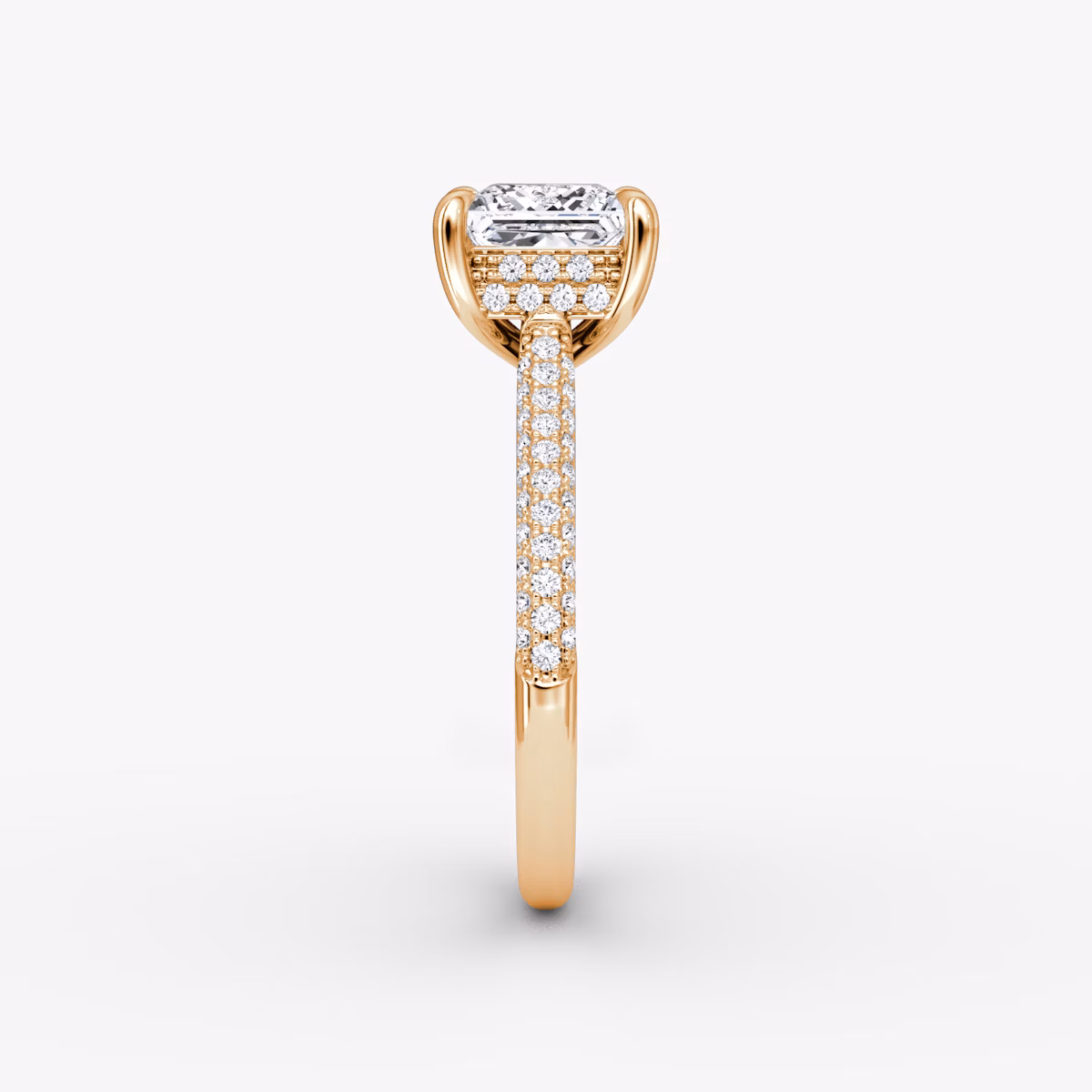 The Regal Pavé Dome | Princess | 14k | Rose Gold | bandAccent: Pavé | diamondOrientation: vertical | caratWeight: other