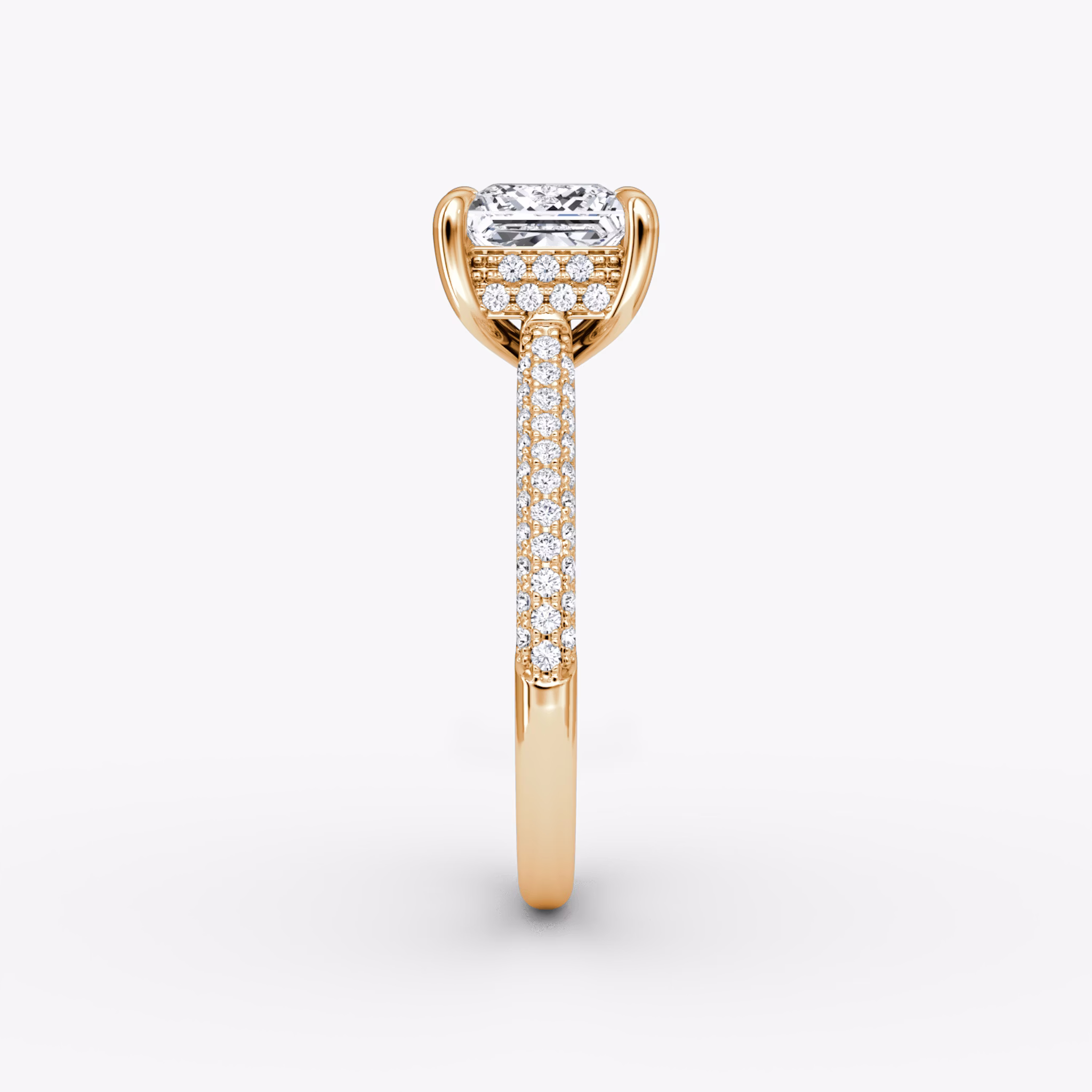 The Regal Pavé Dome | Princess | 14k | Rose Gold | bandAccent: Pavé | diamondOrientation: vertical | caratWeight: other
