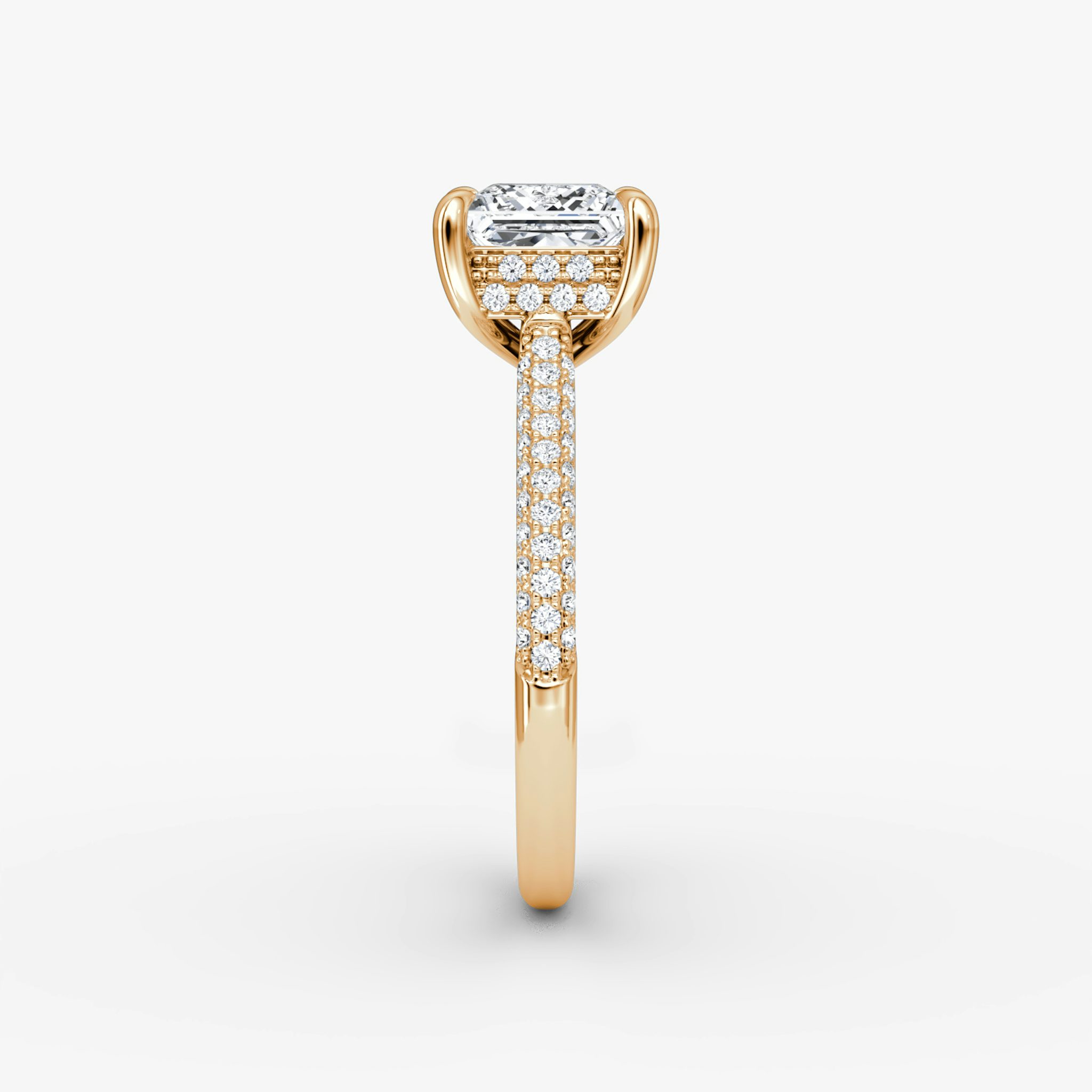 The Regal Pavé Dome | Princess | 14k | Rose Gold | bandAccent: Pavé | diamondOrientation: vertical | caratWeight: other