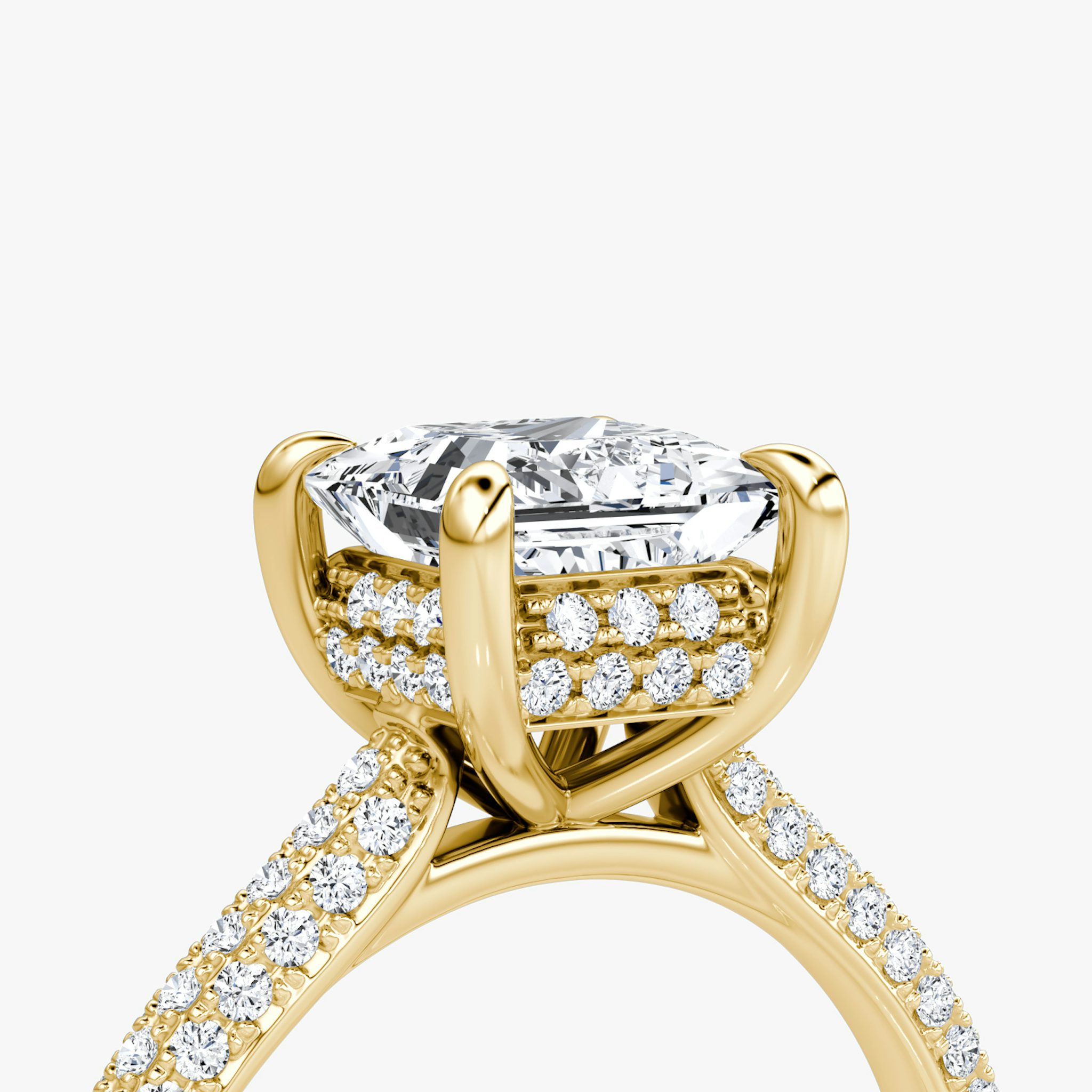 The Regal Pavé Dome | Princess | 18k | Yellow Gold | bandAccent: Pavé | diamondOrientation: vertical | caratWeight: other