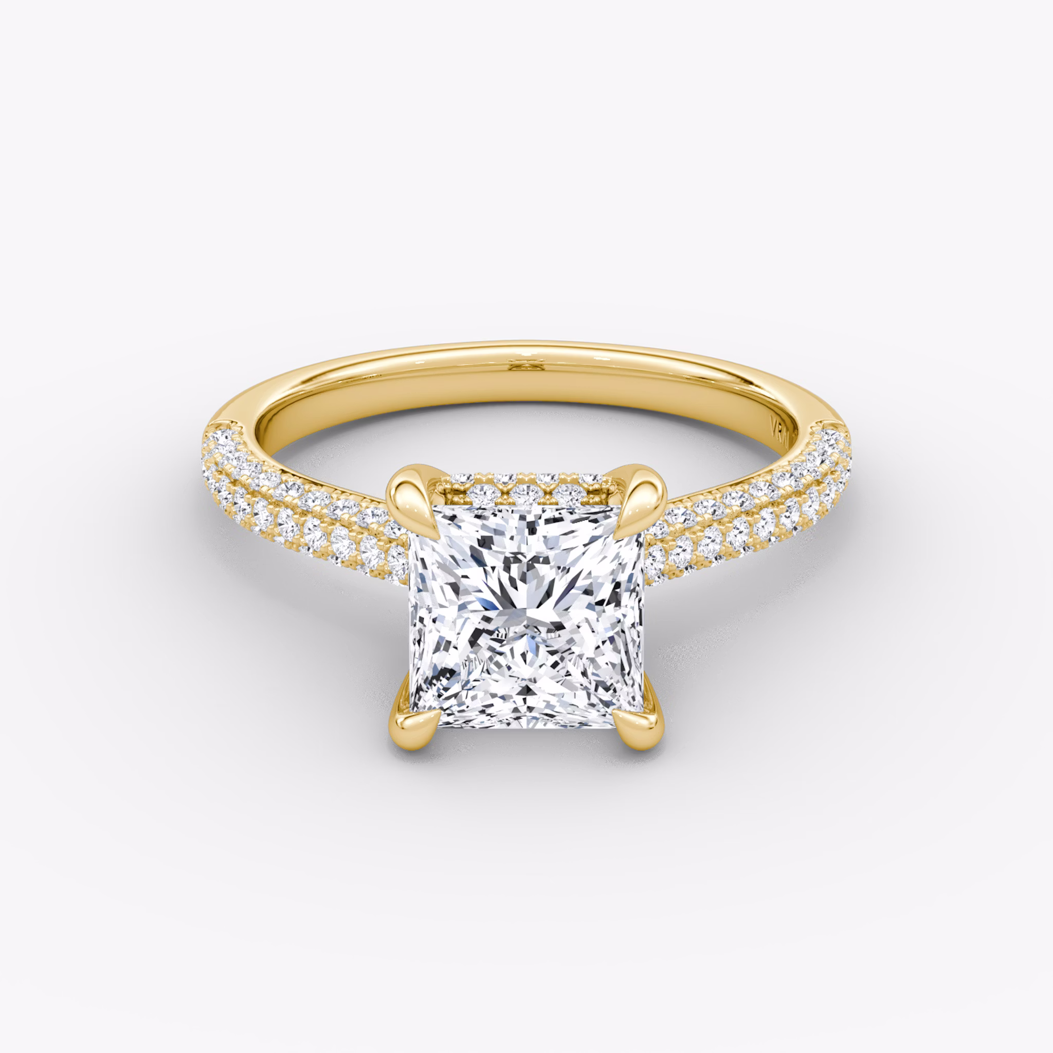 The Regal Pavé Dome | Princess | 18k | Yellow Gold | bandAccent: Pavé | diamondOrientation: vertical | caratWeight: other
