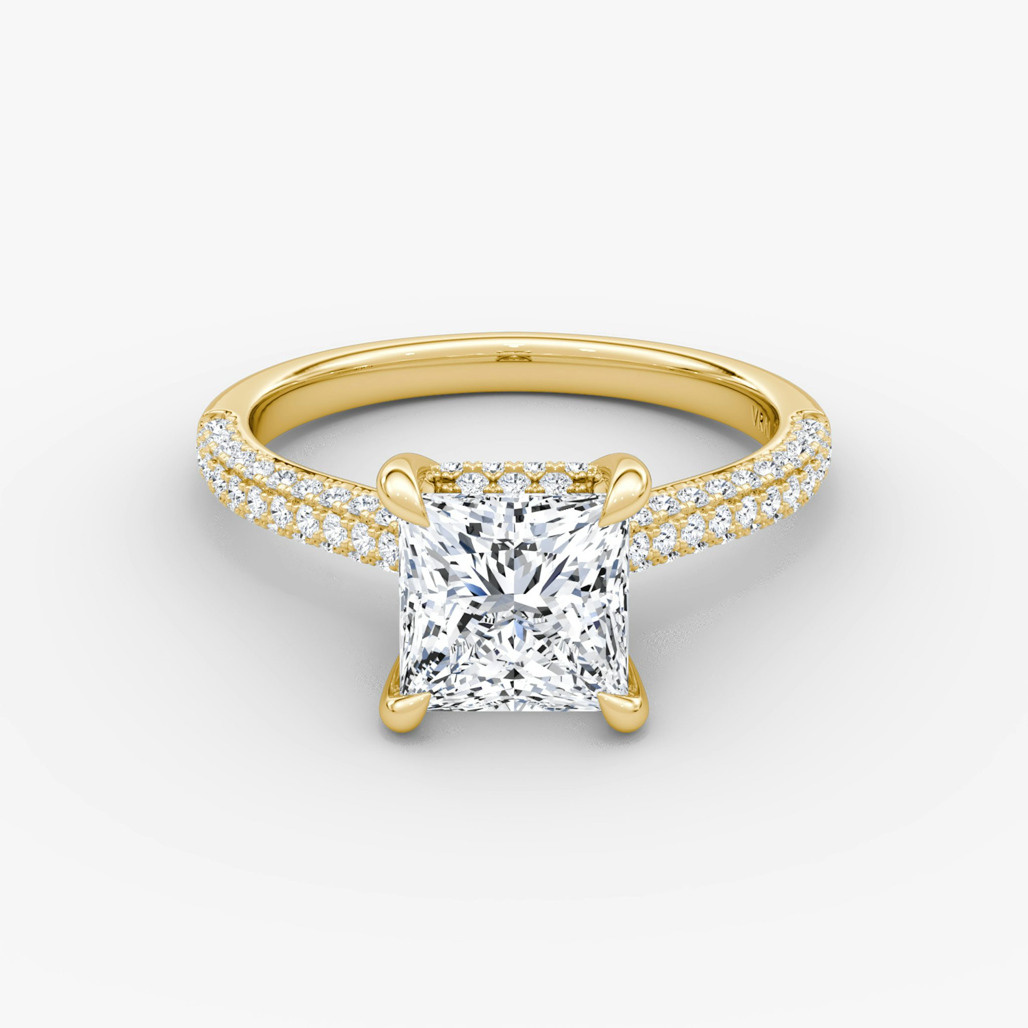 The Regal Pavé Dome | Princess | 18k | Yellow Gold | bandAccent: Pavé | diamondOrientation: vertical | caratWeight: other