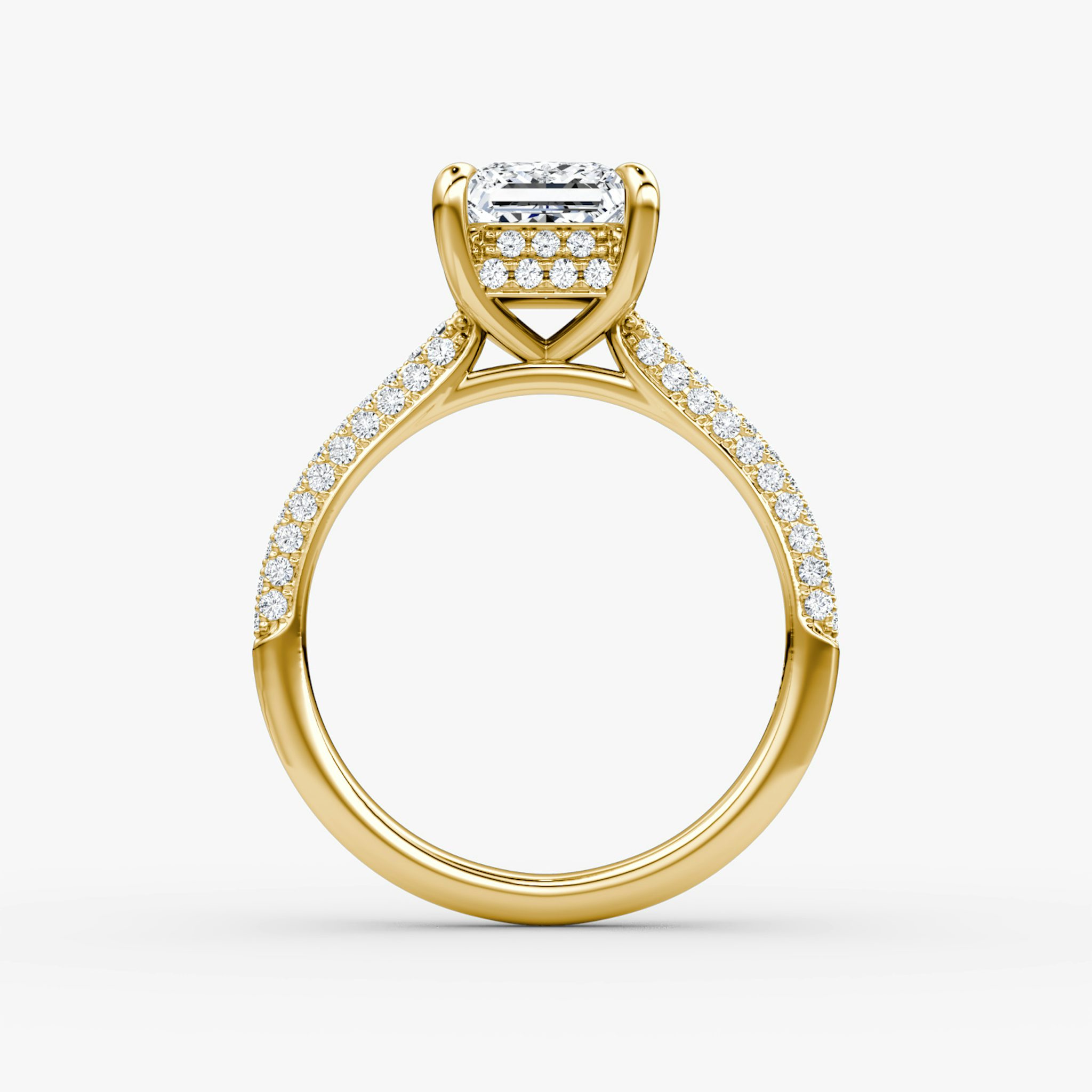 The Regal Pavé Dome | Princess | 18k | Yellow Gold | bandAccent: Pavé | diamondOrientation: vertical | caratWeight: other