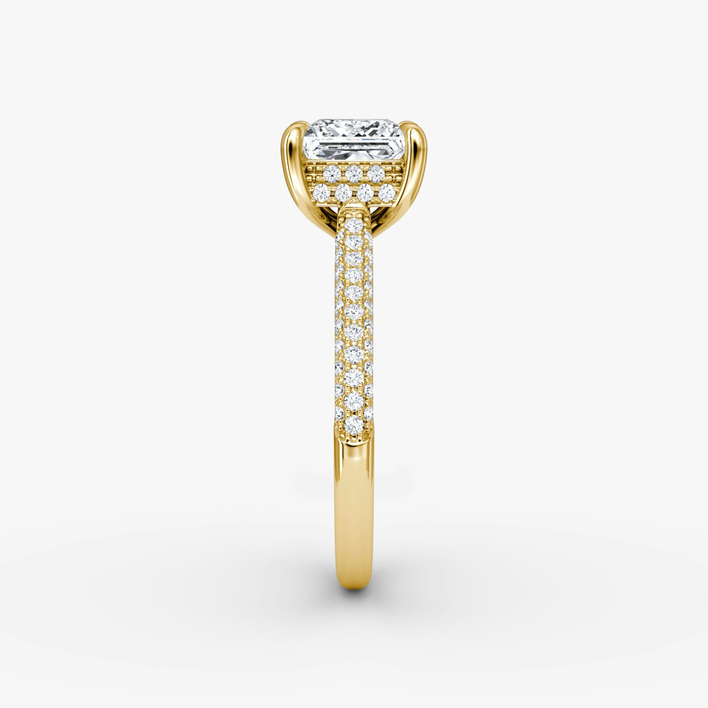 The Regal Pavé Dome | Princess | 18k | Yellow Gold | bandAccent: Pavé | diamondOrientation: vertical | caratWeight: other