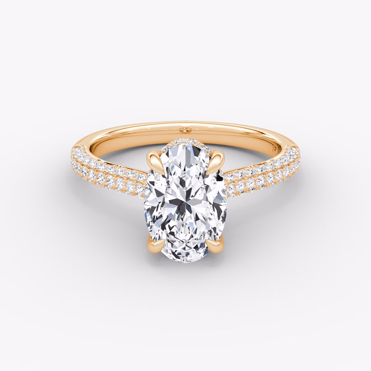The Regal Pavé Dome | Oval | 14k | Rose Gold | bandAccent: Pavé | diamondOrientation: vertical | caratWeight: other