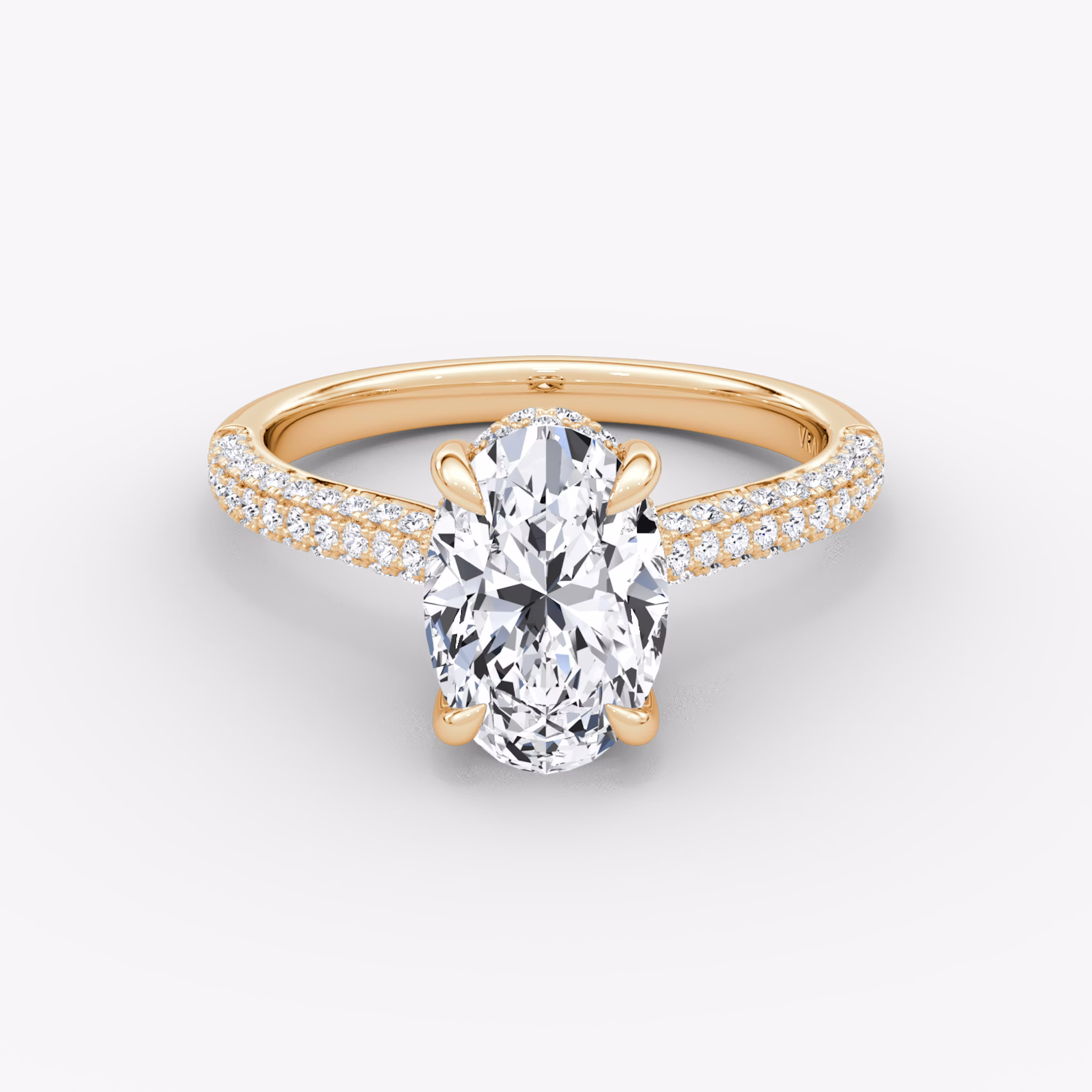 The Regal Pavé Dome | Oval | 14k | Rose Gold | bandAccent: Pavé | diamondOrientation: vertical | caratWeight: other