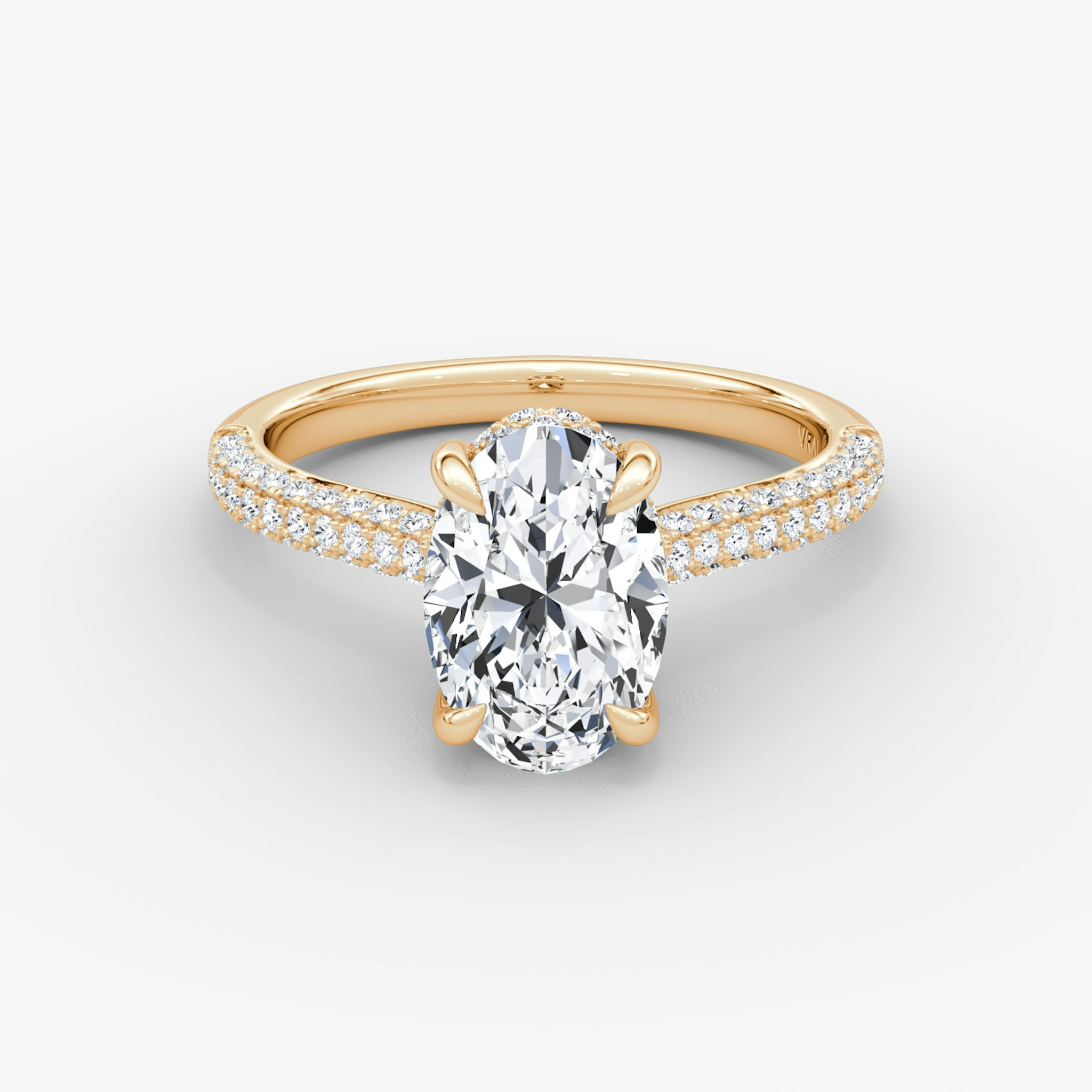 The Regal Pavé Dome | Oval | 14k | Rose Gold | bandAccent: Pavé | diamondOrientation: vertical | caratWeight: other