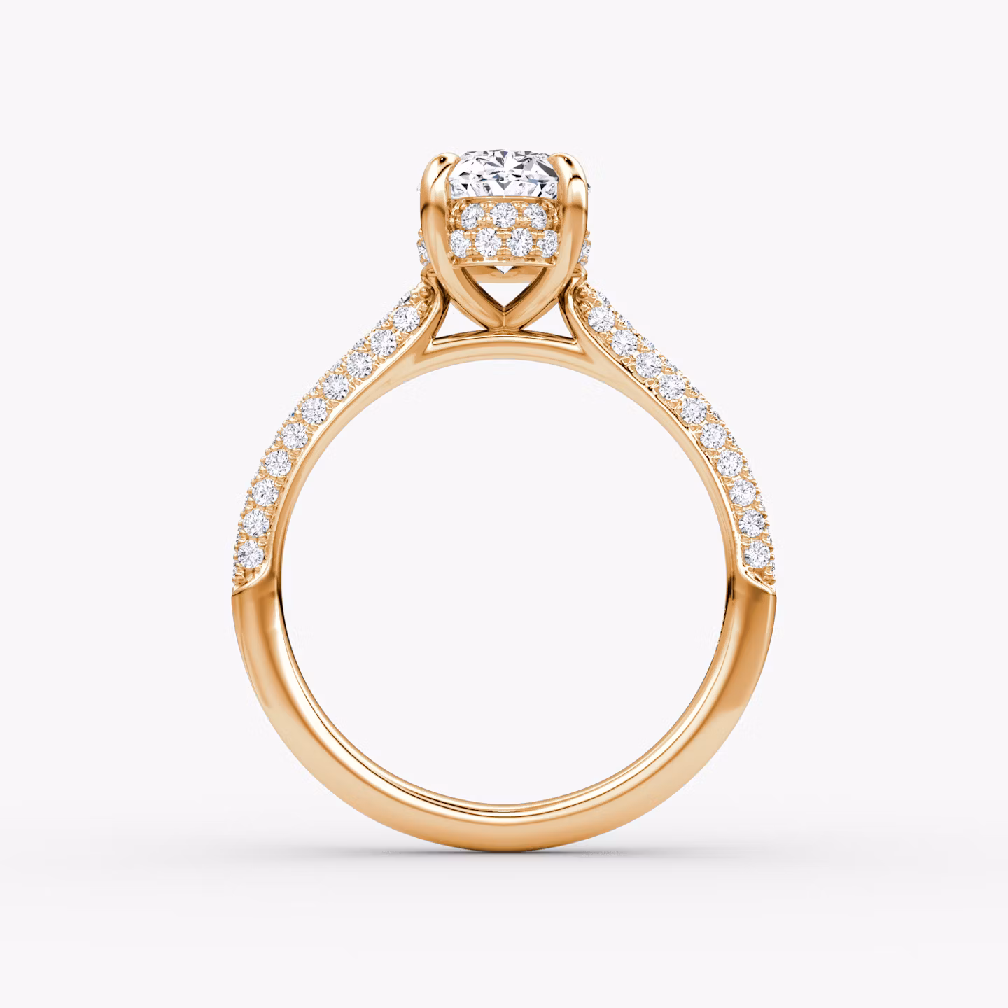 The Regal Pavé Dome | Oval | 14k | Rose Gold | bandAccent: Pavé | diamondOrientation: vertical | caratWeight: other