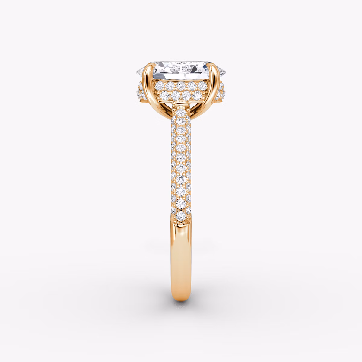 The Regal Pavé Dome | Oval | 14k | Rose Gold | bandAccent: Pavé | diamondOrientation: vertical | caratWeight: other
