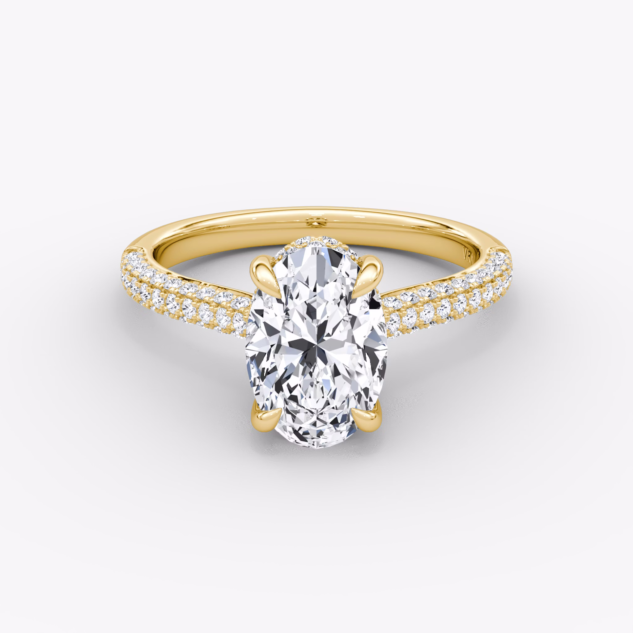 The Regal Pavé Dome | Oval | 18k | Yellow Gold | bandAccent: Pavé | diamondOrientation: vertical | caratWeight: other