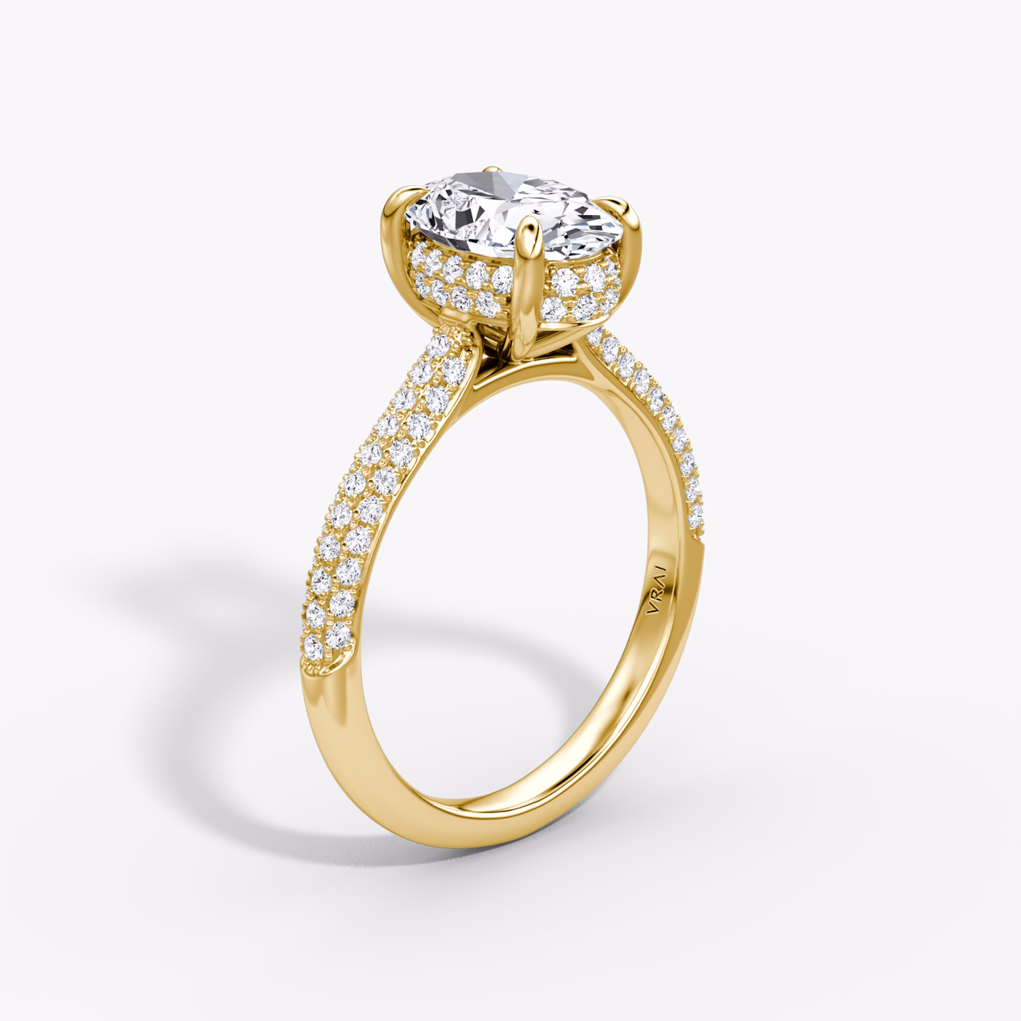 The Regal Pavé Dome | Oval | 18k | Yellow Gold | bandAccent: Pavé | diamondOrientation: vertical | caratWeight: other