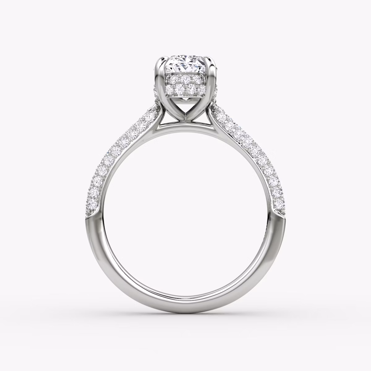 The Regal Pavé Dome | Oval | 18k | Weißgold | bandAccent: Mit Pavé-Besatz | diamondOrientation: vertical | caratWeight: other