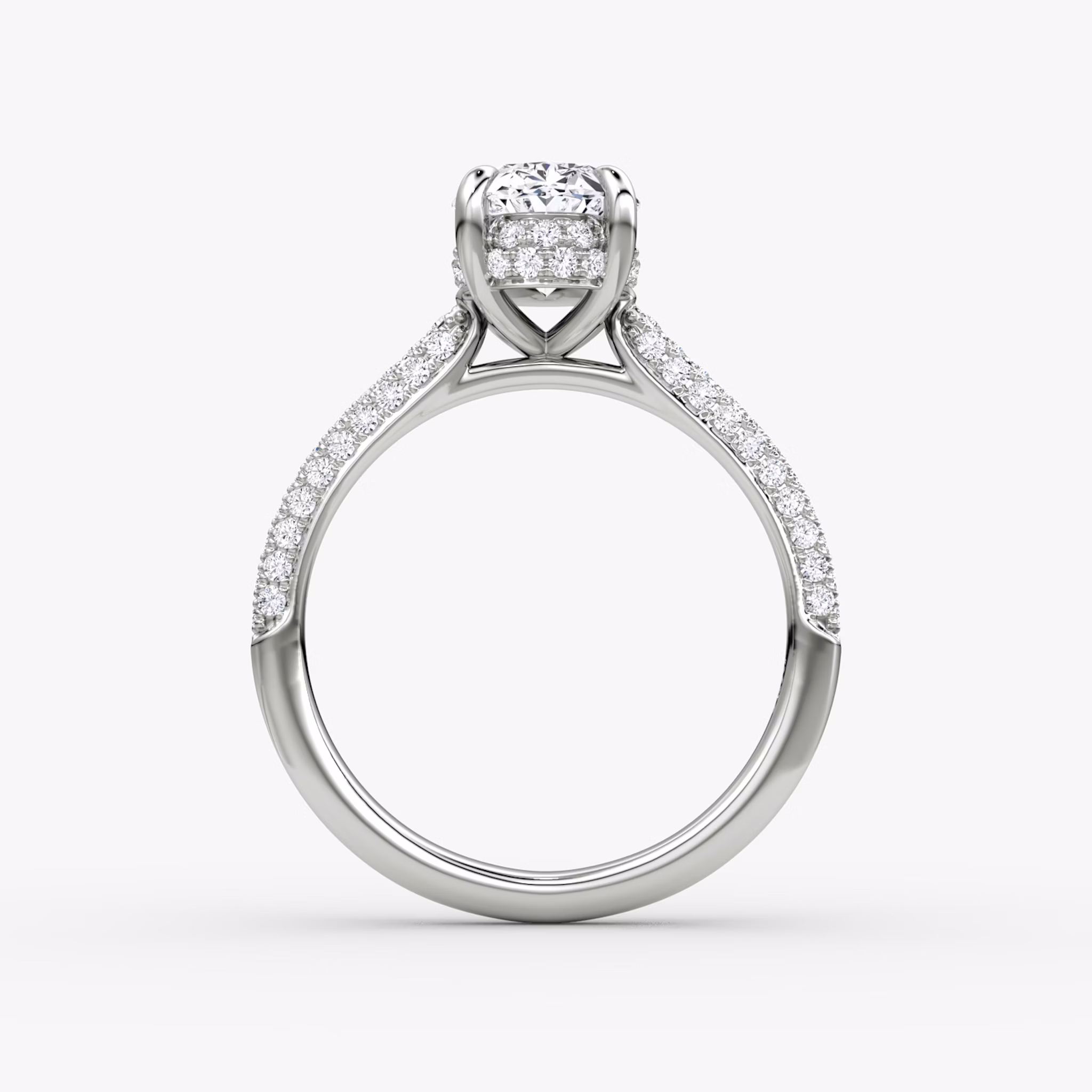 The Regal Pavé Dome | Oval | 18k | White Gold | bandAccent: Pavé | diamondOrientation: vertical | caratWeight: other