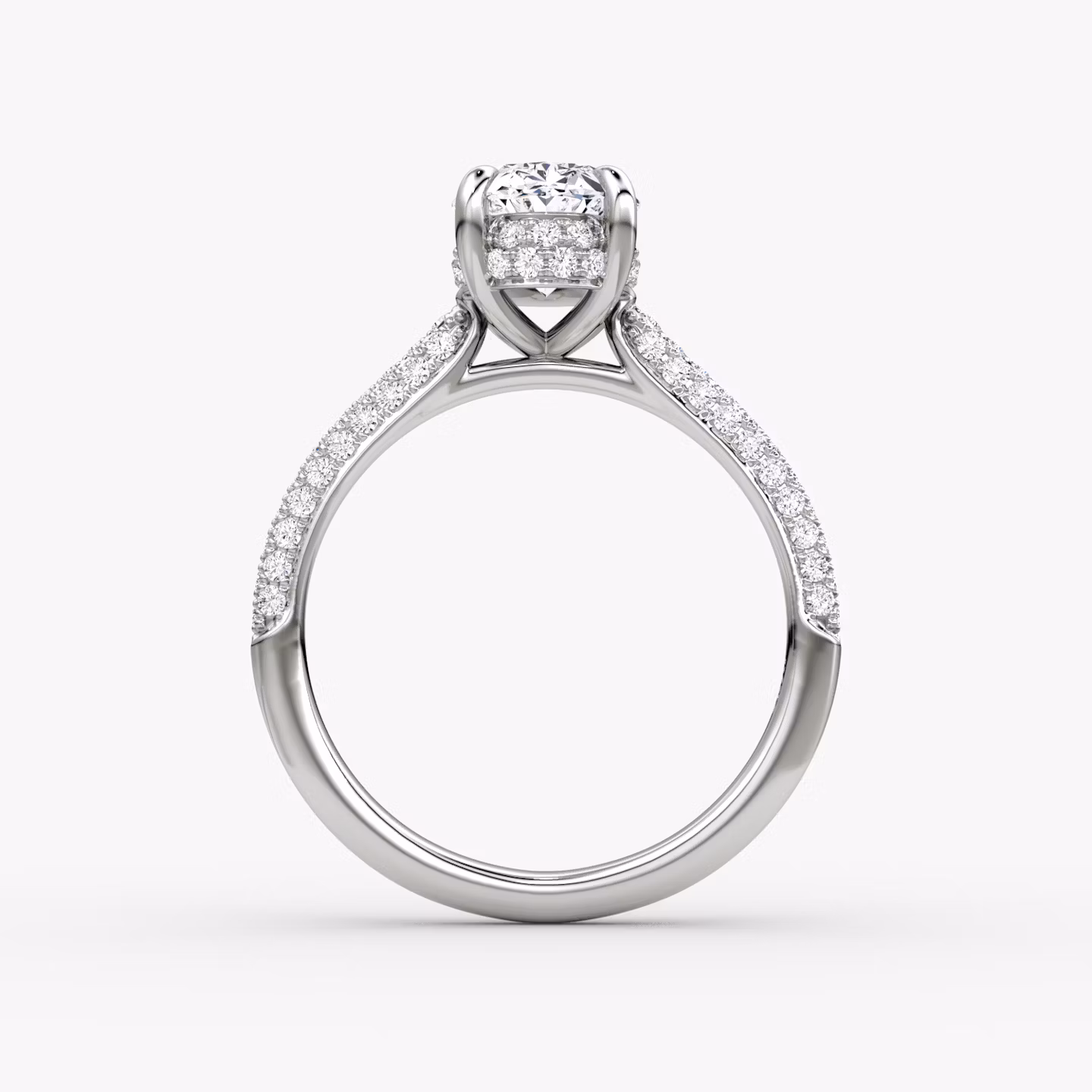 The Regal Pavé Dome | Oval | 18k | White Gold | bandAccent: Pavé | diamondOrientation: vertical | caratWeight: other
