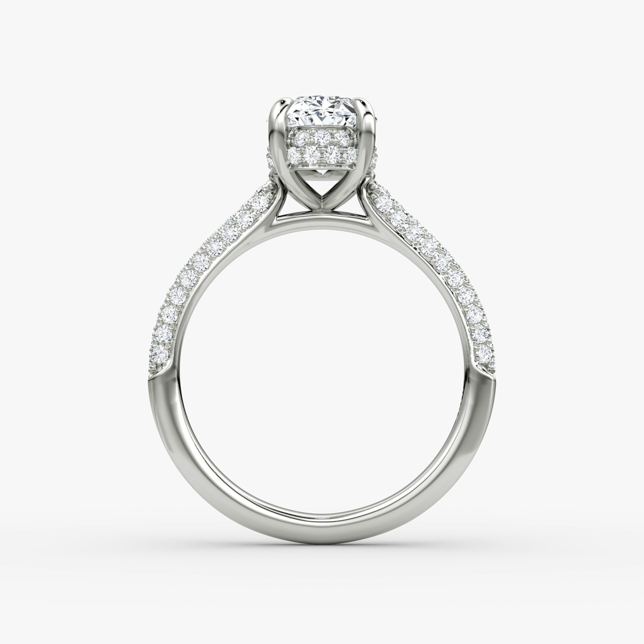 The Regal Pavé Dome | Oval | 18k | White Gold | bandAccent: Pavé | diamondOrientation: vertical | caratWeight: other