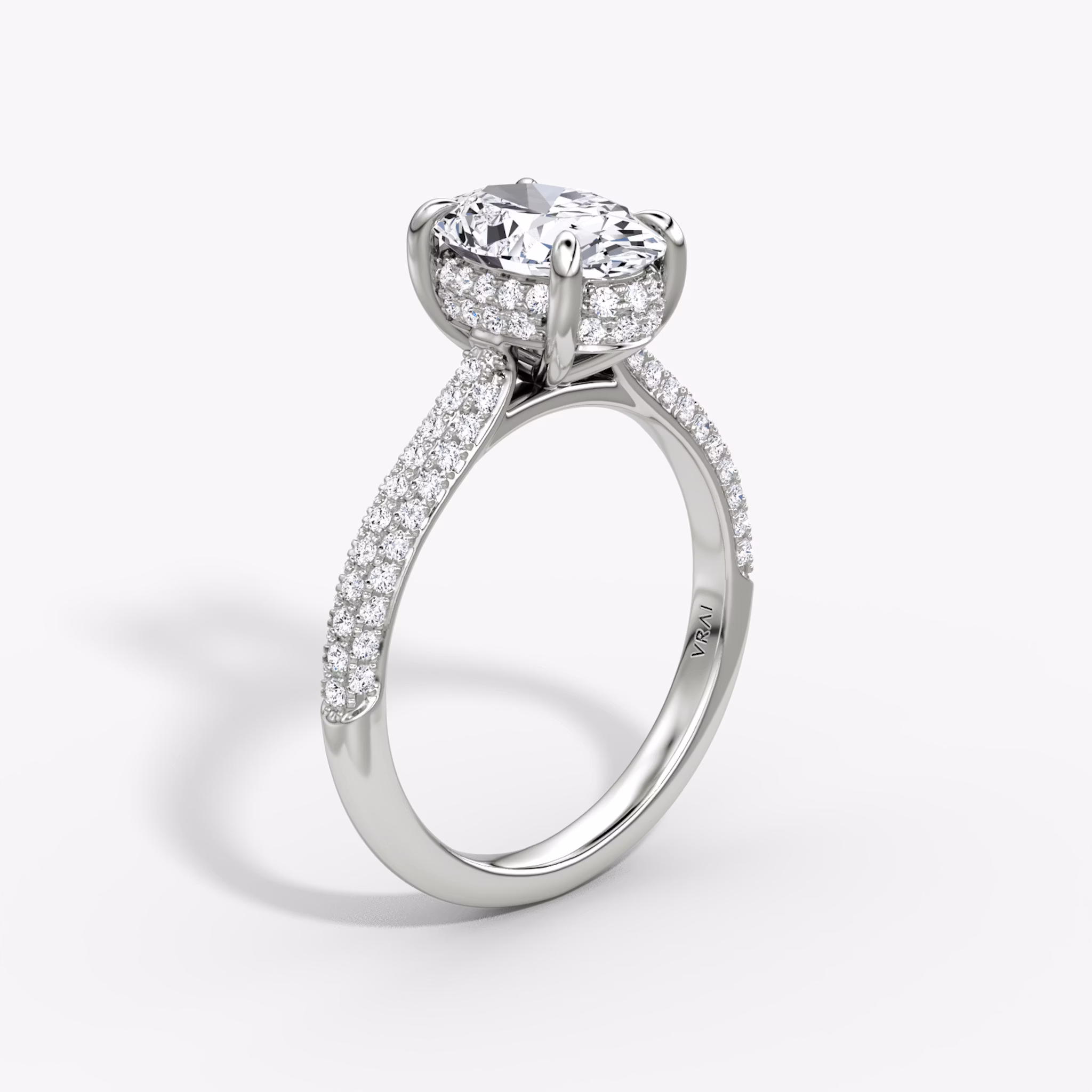 The Regal Pavé Dome | Oval | 18k | White Gold | bandAccent: Pavé | diamondOrientation: vertical | caratWeight: other