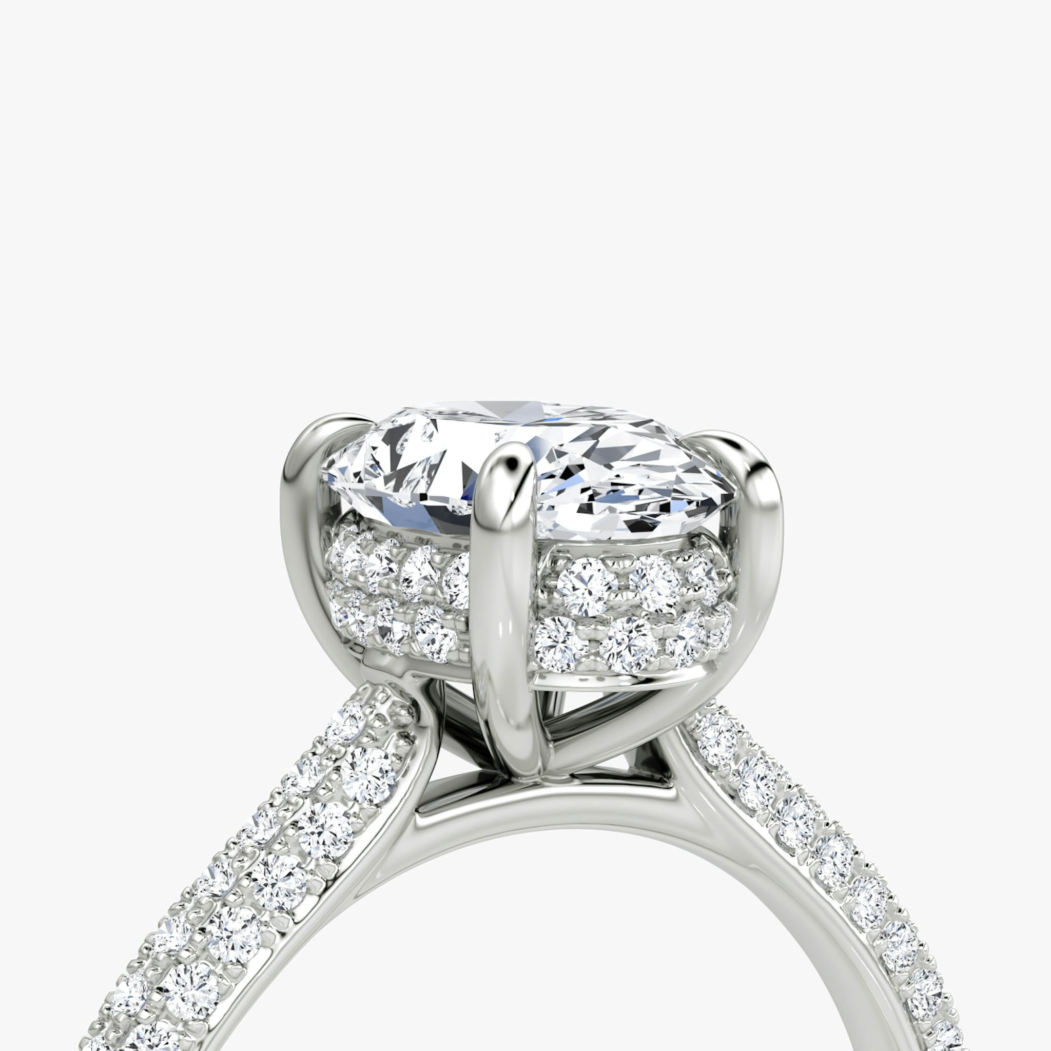 The Regal Pavé Dome | Oval | 18k | White Gold | bandAccent: Pavé | diamondOrientation: vertical | caratWeight: other