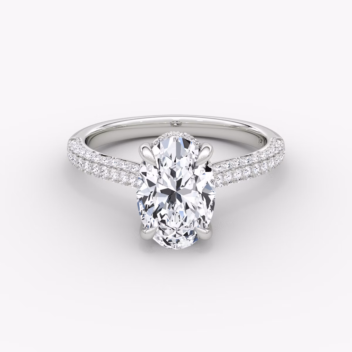 The Regal Pavé Dome | Oval | 18k | Weißgold | bandAccent: Mit Pavé-Besatz | diamondOrientation: vertical | caratWeight: other