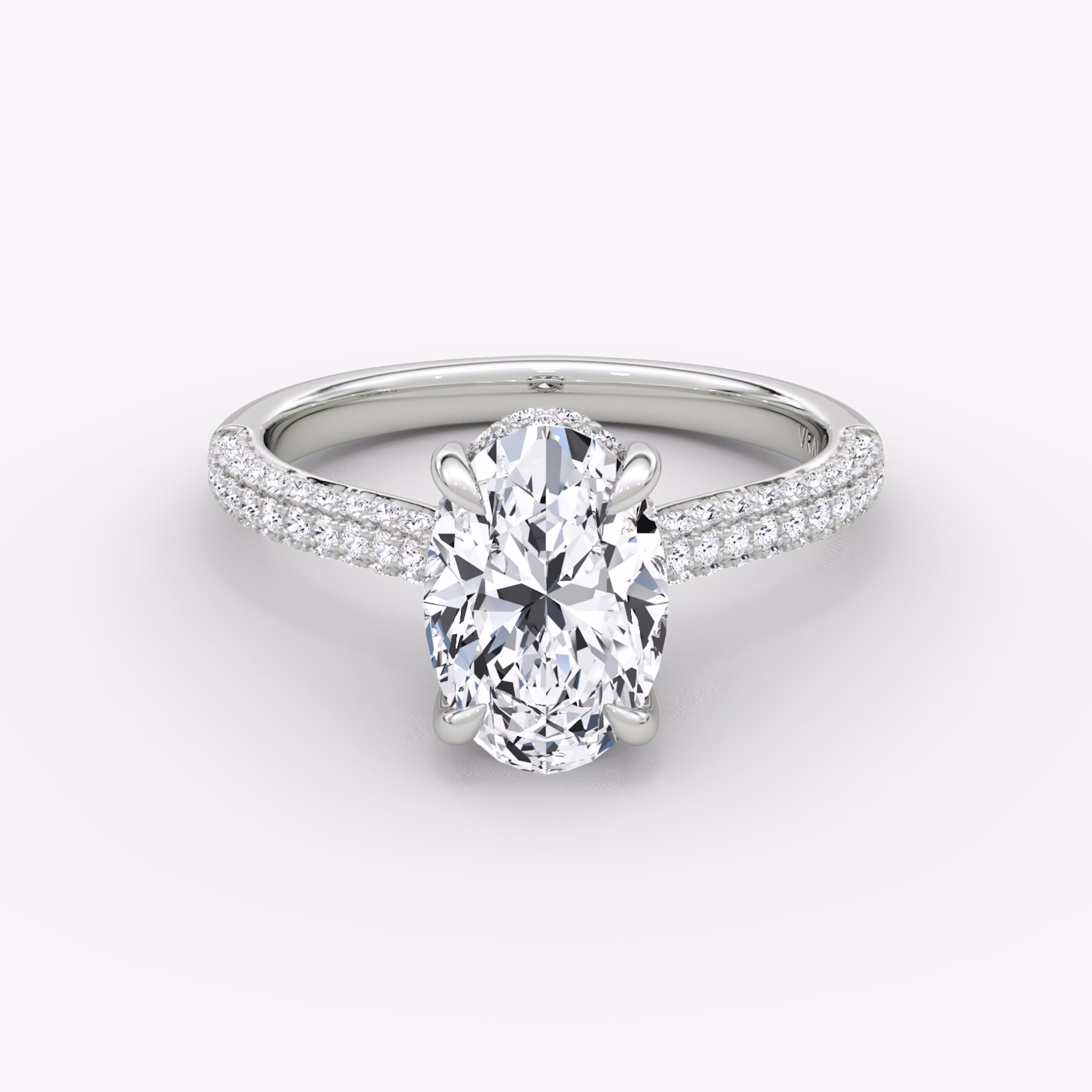The Regal Pavé Dome | Oval | 18k | White Gold | bandAccent: Pavé | diamondOrientation: vertical | caratWeight: other