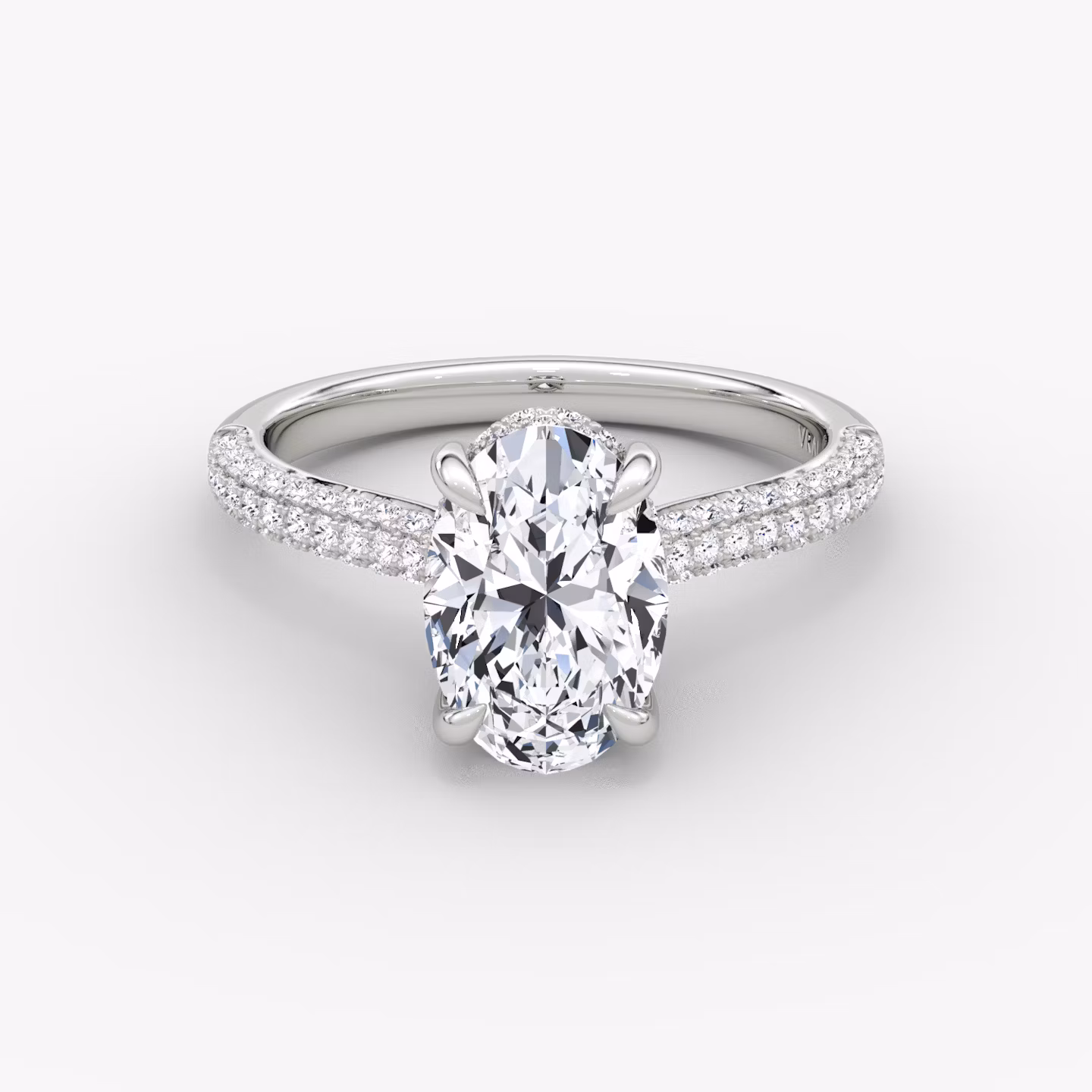 The Regal Pavé Dome | Oval | 18k | White Gold | bandAccent: Pavé | diamondOrientation: vertical | caratWeight: other