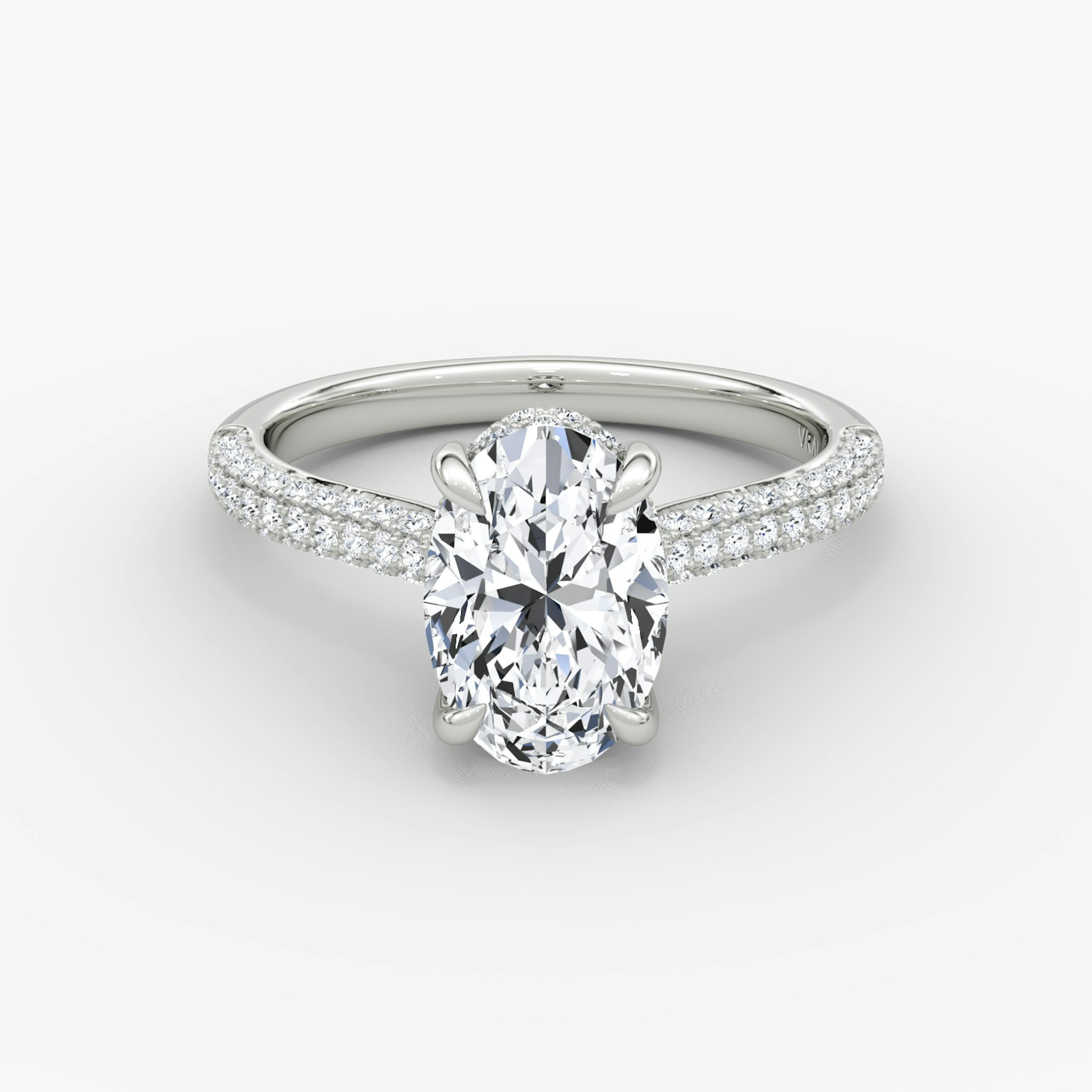 The Regal Pavé Dome | Oval | 18k | White Gold | bandAccent: Pavé | diamondOrientation: vertical | caratWeight: other