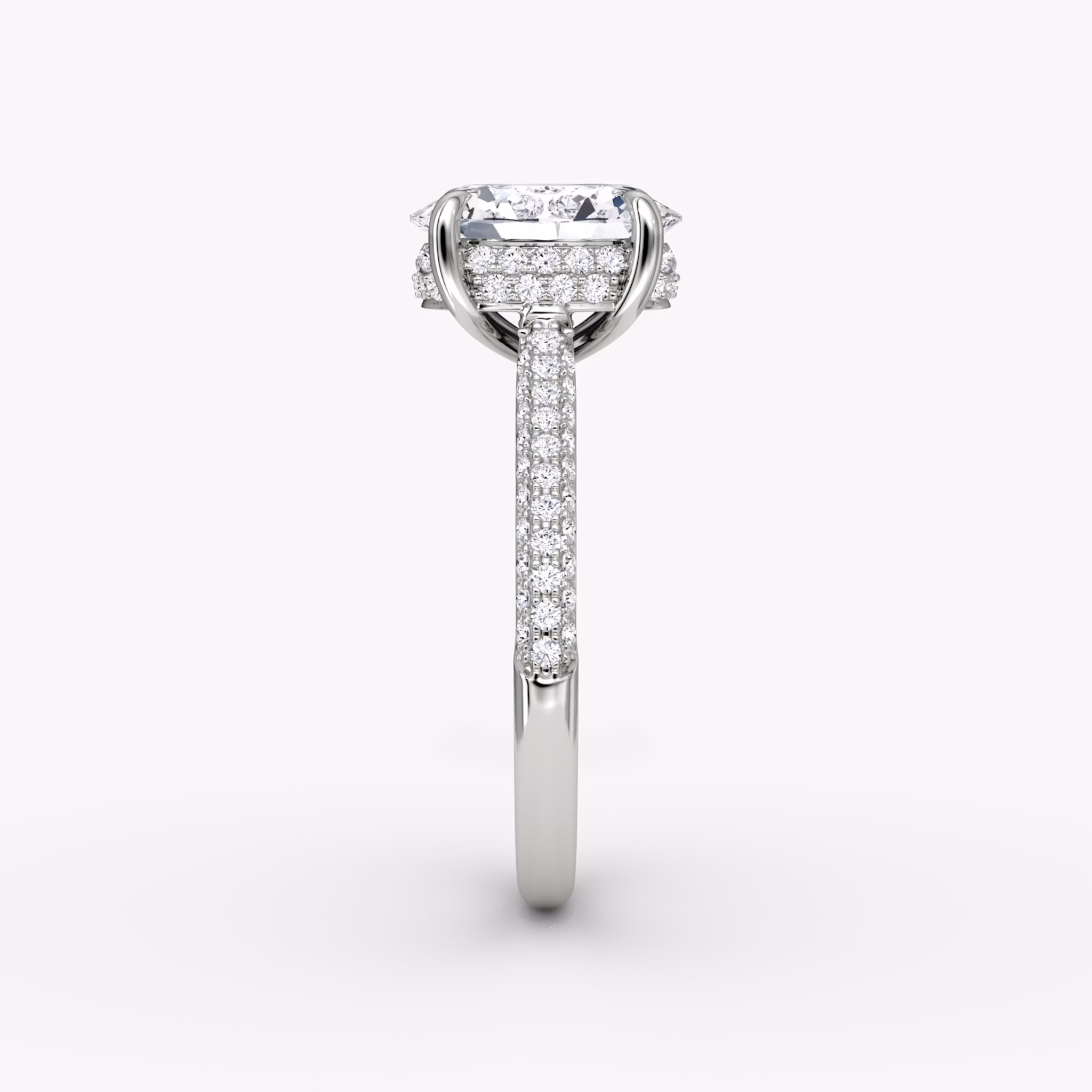 The Regal Pavé Dome | Oval | 18k | White Gold | bandAccent: Pavé | diamondOrientation: vertical | caratWeight: other
