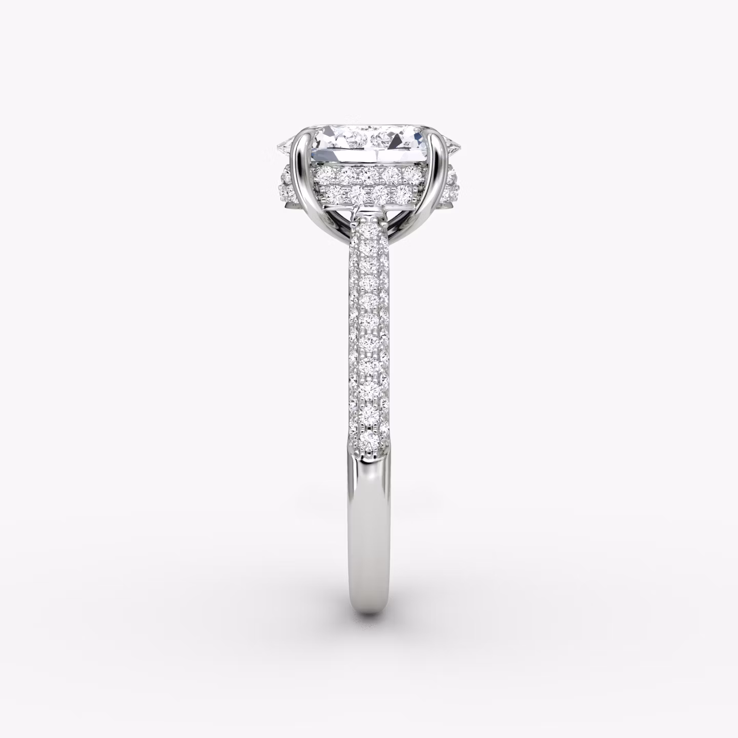 The Regal Pavé Dome | Oval | 18k | White Gold | bandAccent: Pavé | diamondOrientation: vertical | caratWeight: other