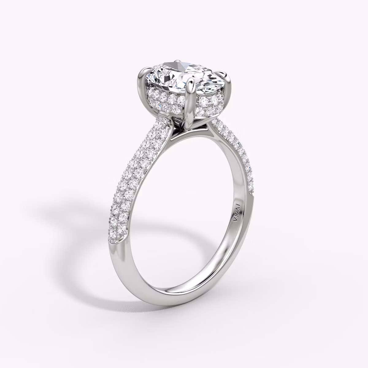 The Regal Pavé Dome | Oval | Platin | bandAccent: Mit Pavé-Besatz | diamondOrientation: vertical | caratWeight: other
