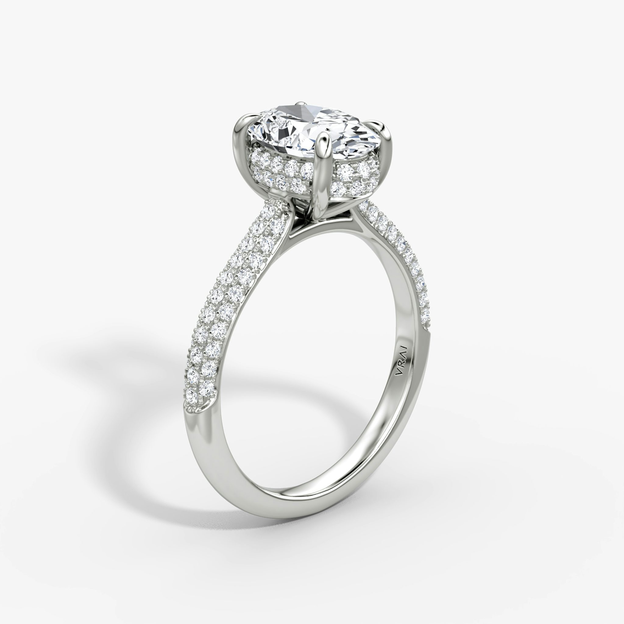 The Regal Pavé Dome | Oval | Platinum | bandAccent: Pavé | diamondOrientation: vertical | caratWeight: other