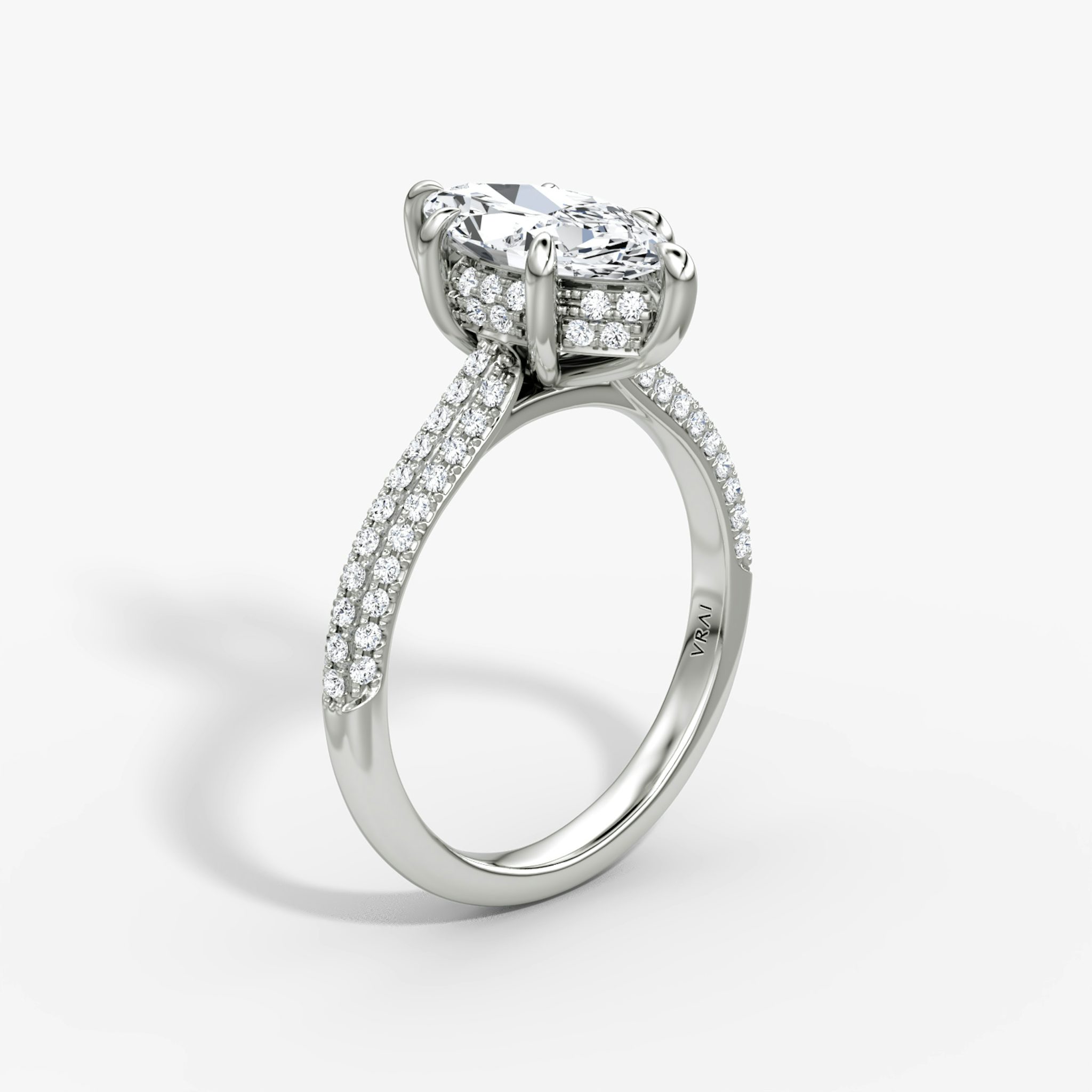 The Regal Pavé Dome | Marquise | 18k | White Gold | bandAccent: Pavé | diamondOrientation: vertical | caratWeight: other