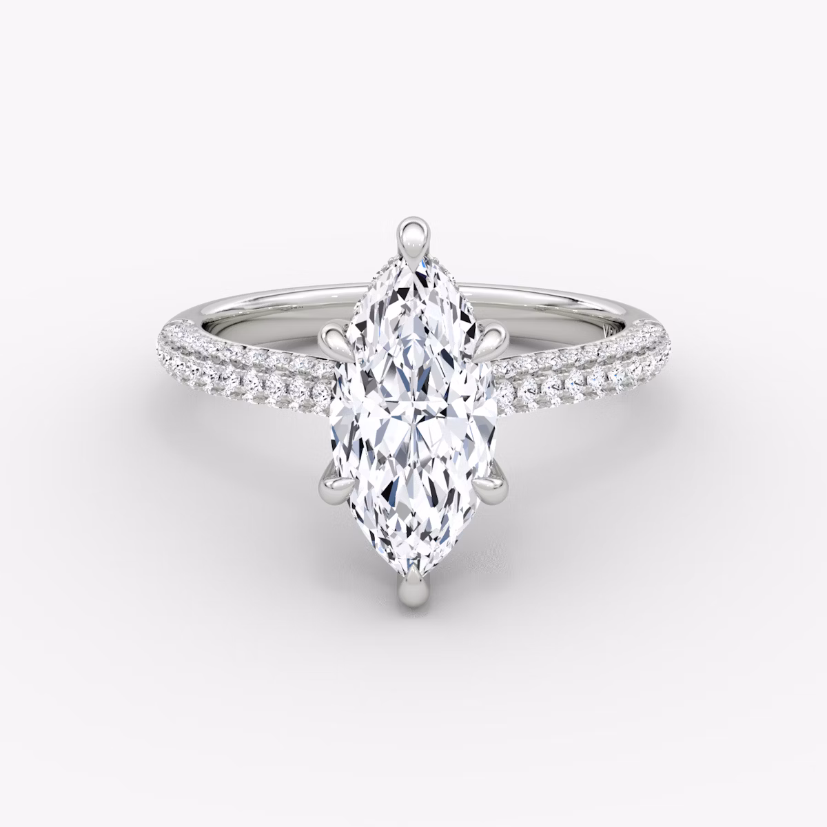 The Regal Pavé Dome | Marquise | 18k | White Gold | bandAccent: Pavé | diamondOrientation: vertical | caratWeight: other