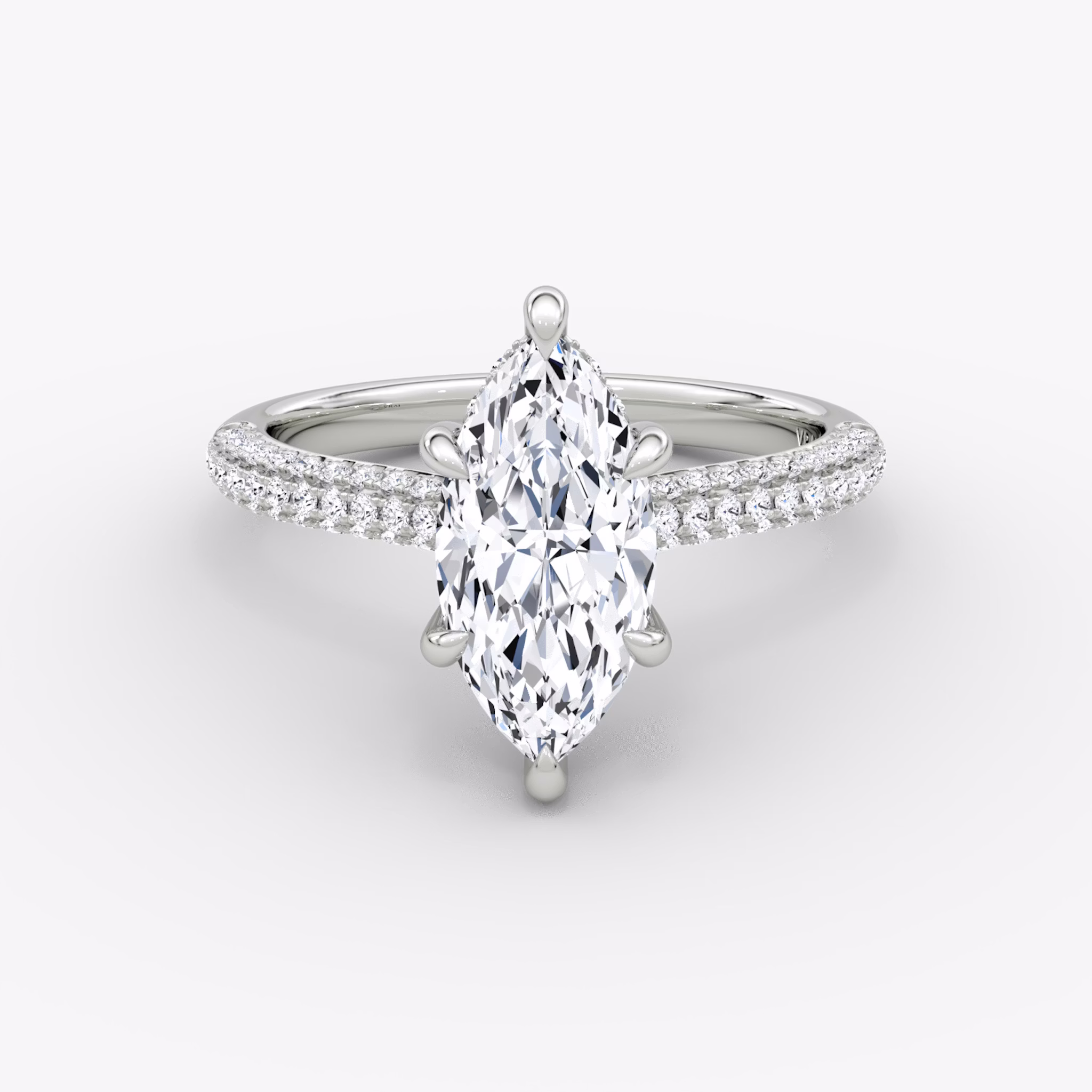 The Regal Pavé Dome | Marquise | 18k | White Gold | bandAccent: Pavé | diamondOrientation: vertical | caratWeight: other