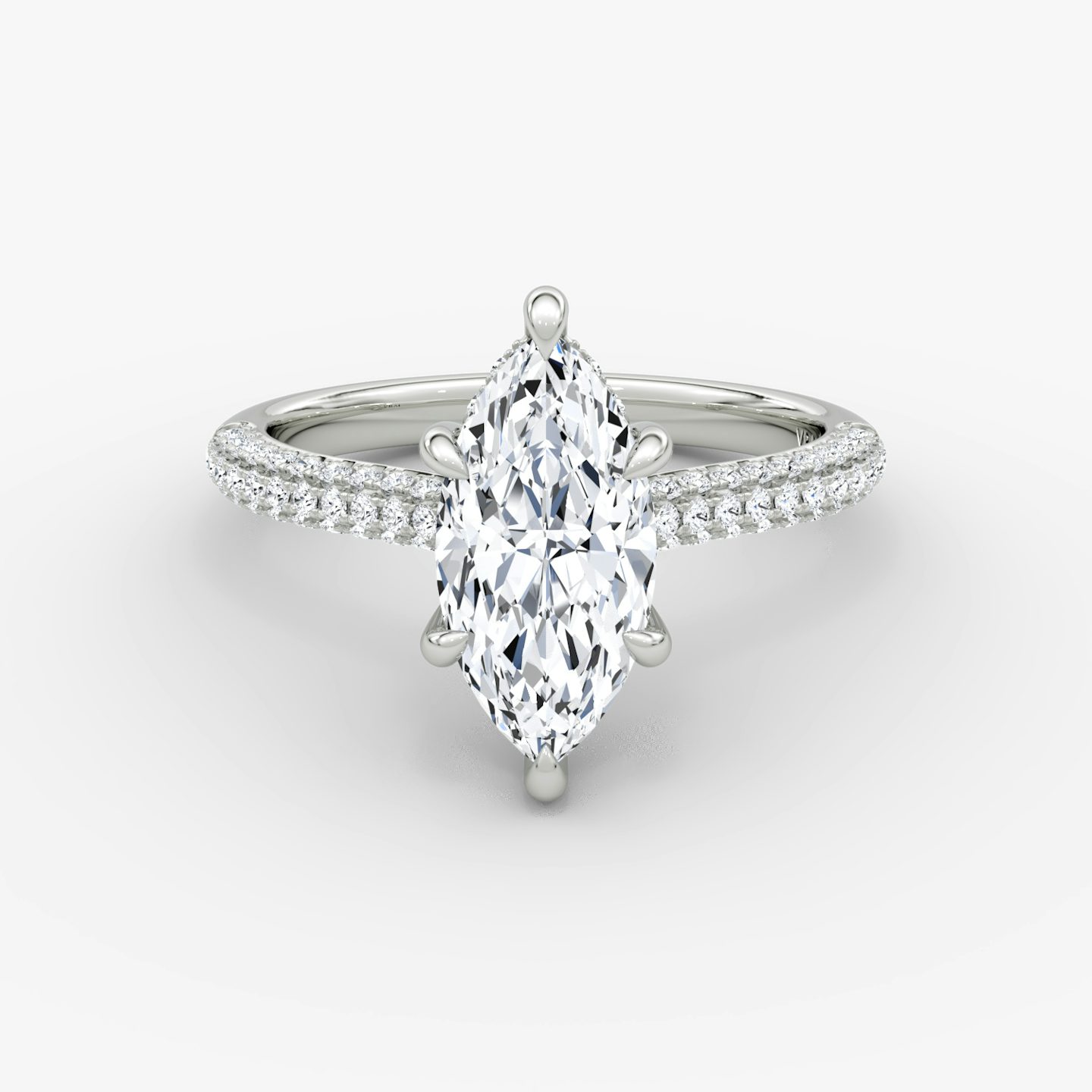 The Regal Pavé Dome | Marquise | Platinum | bandAccent: Pavé | diamondOrientation: vertical | caratWeight: other