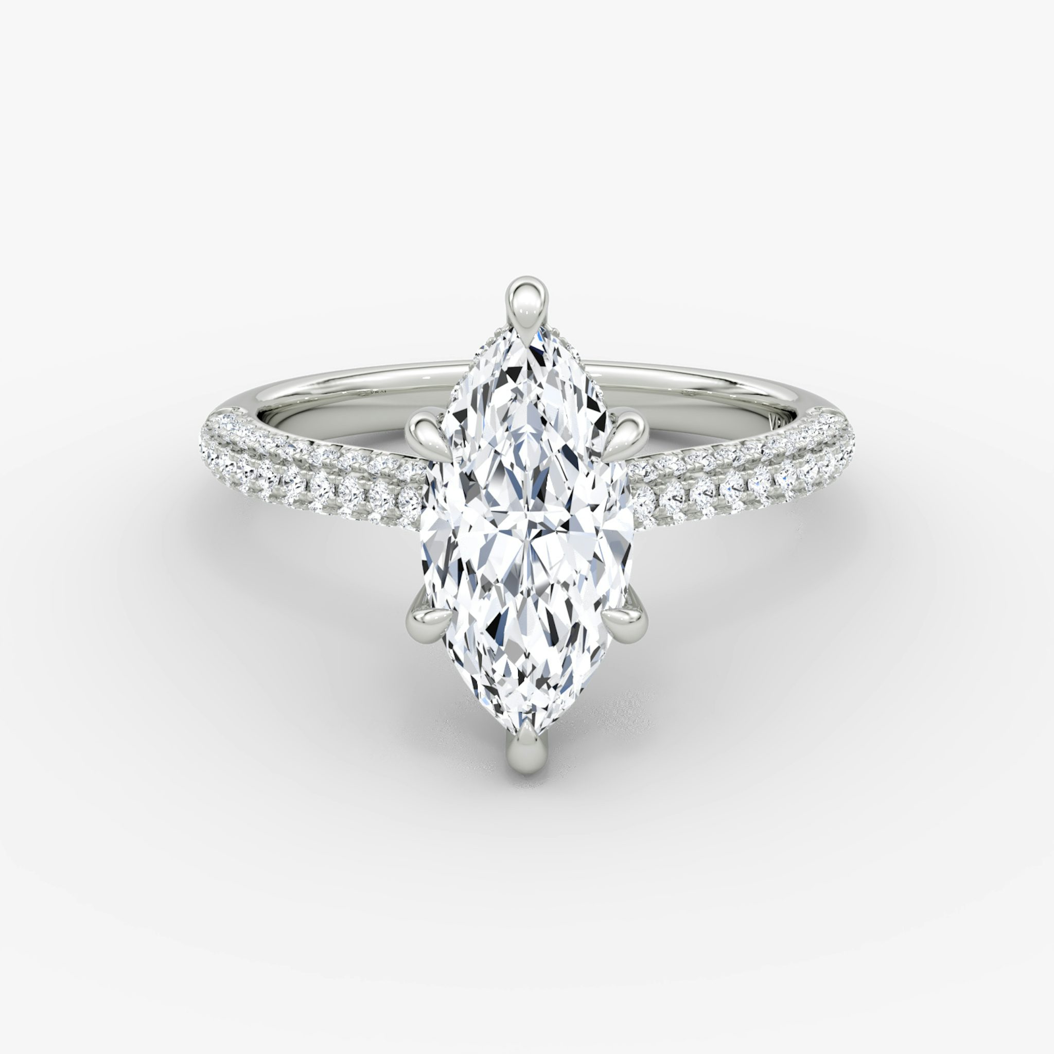 The Regal Pavé Dome | Marquise | Platinum | bandAccent: Pavé | diamondOrientation: vertical | caratWeight: other